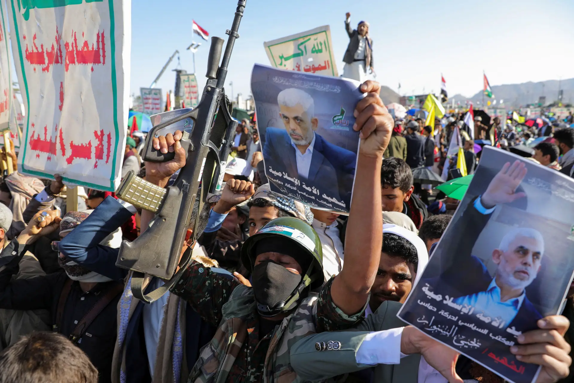 Manifestações de condenação à morte do líder do Hamas Yahya Sinwar sucederam-se em diferentes cidades do Médio Oriente