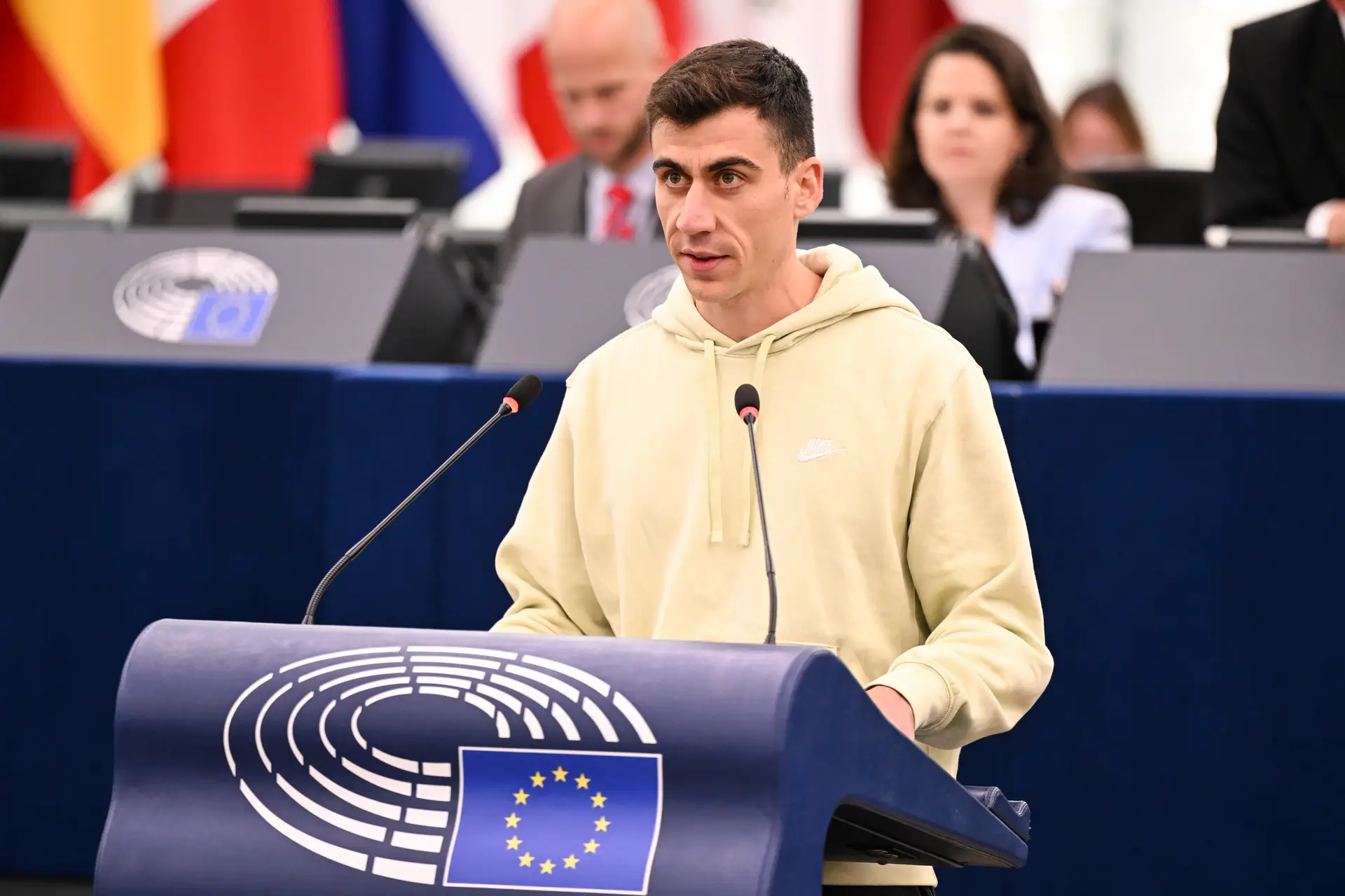 Fidias Panayiotou, eurodeputado cipriota e youtuber, no Parlamento Europeu.