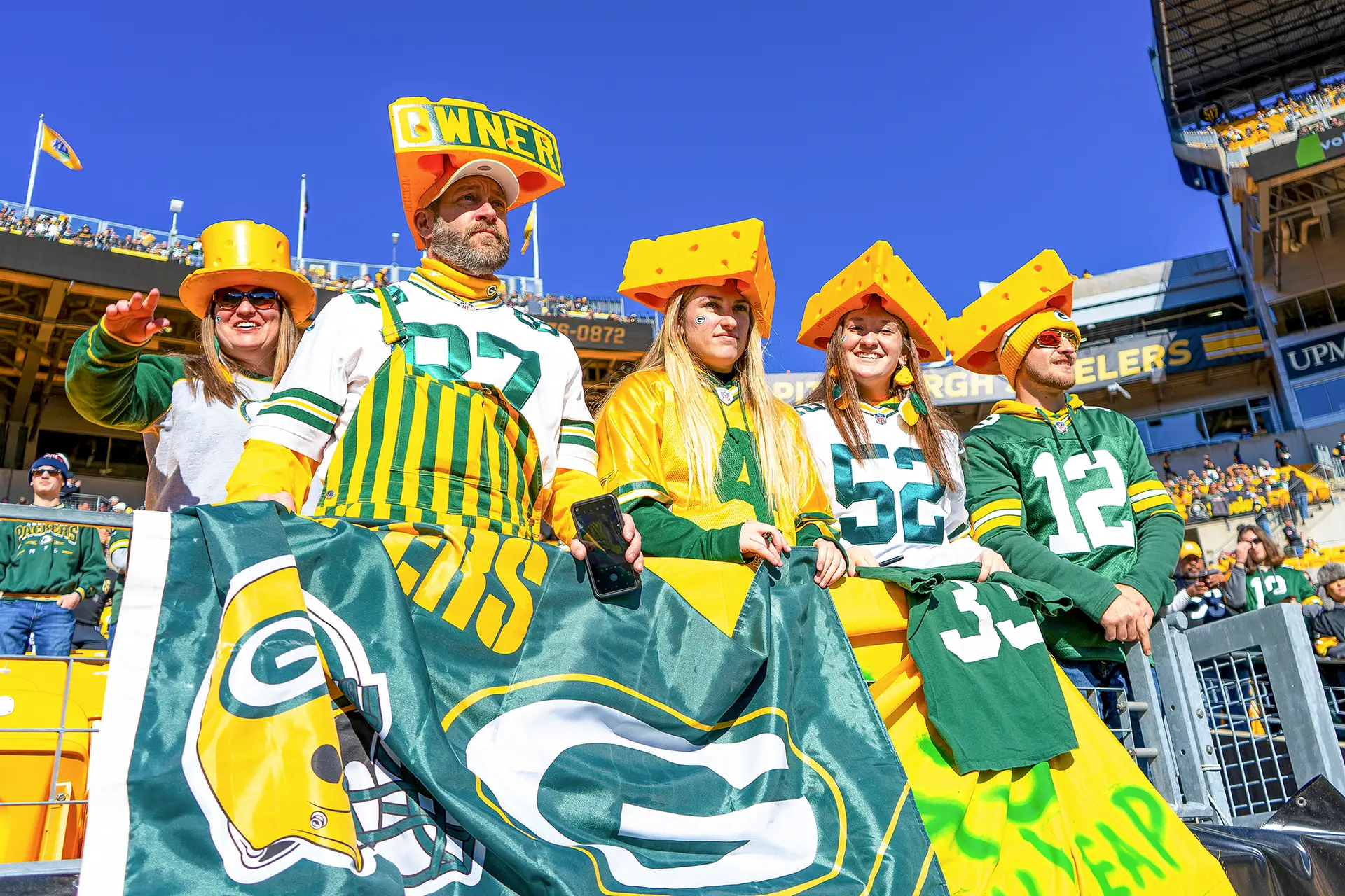 Fãs do clube de futebol americano Green Bay Packers, de Wisconsin