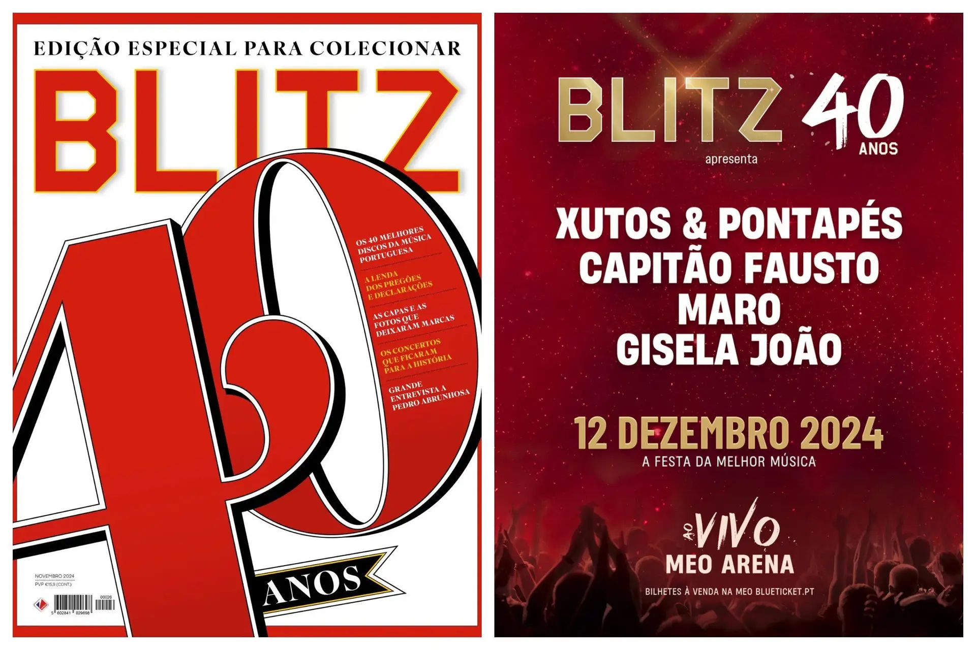 BLITZ 40 anos: compre a Revista + Bilhete para a Grande Festa na Meo Arena com Xutos, Gisela João, Capitão Fausto e MARO por apenas 40 euros