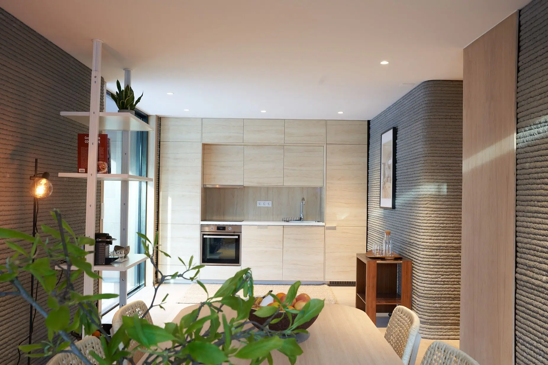 Interior de uma das casas já impressas em 3D
