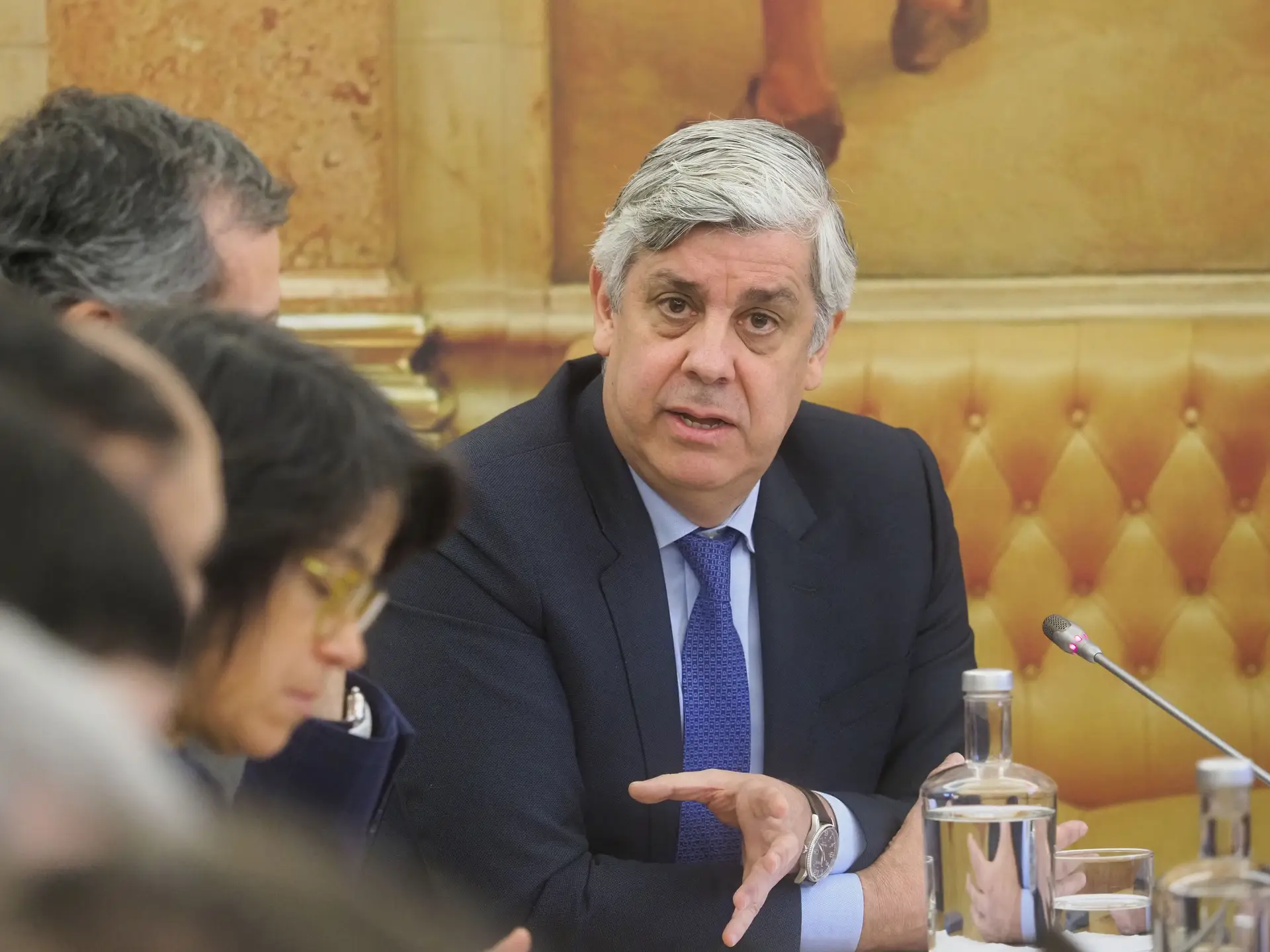 Mário Centeno, gobernador del Banco de Portugal, en la audiencia en el AR