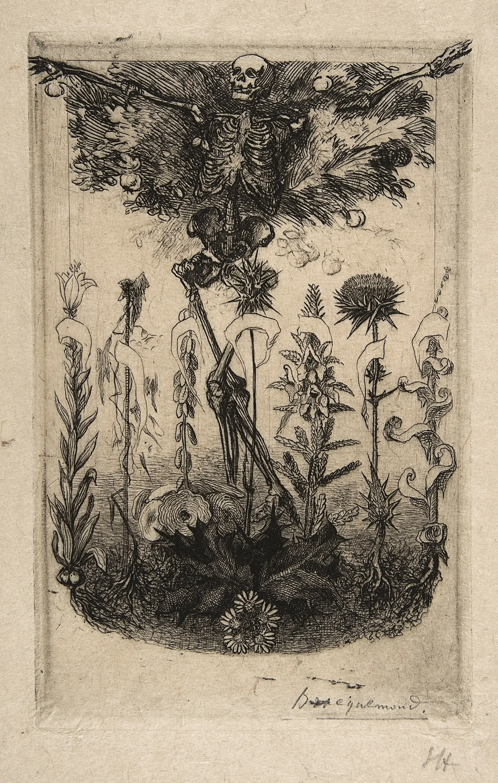 Frontispício não utilizado de “As Flores do Mal” (1857), assinado pelo pintor Félix Bracquemond, amigo de Charles Baudelaire