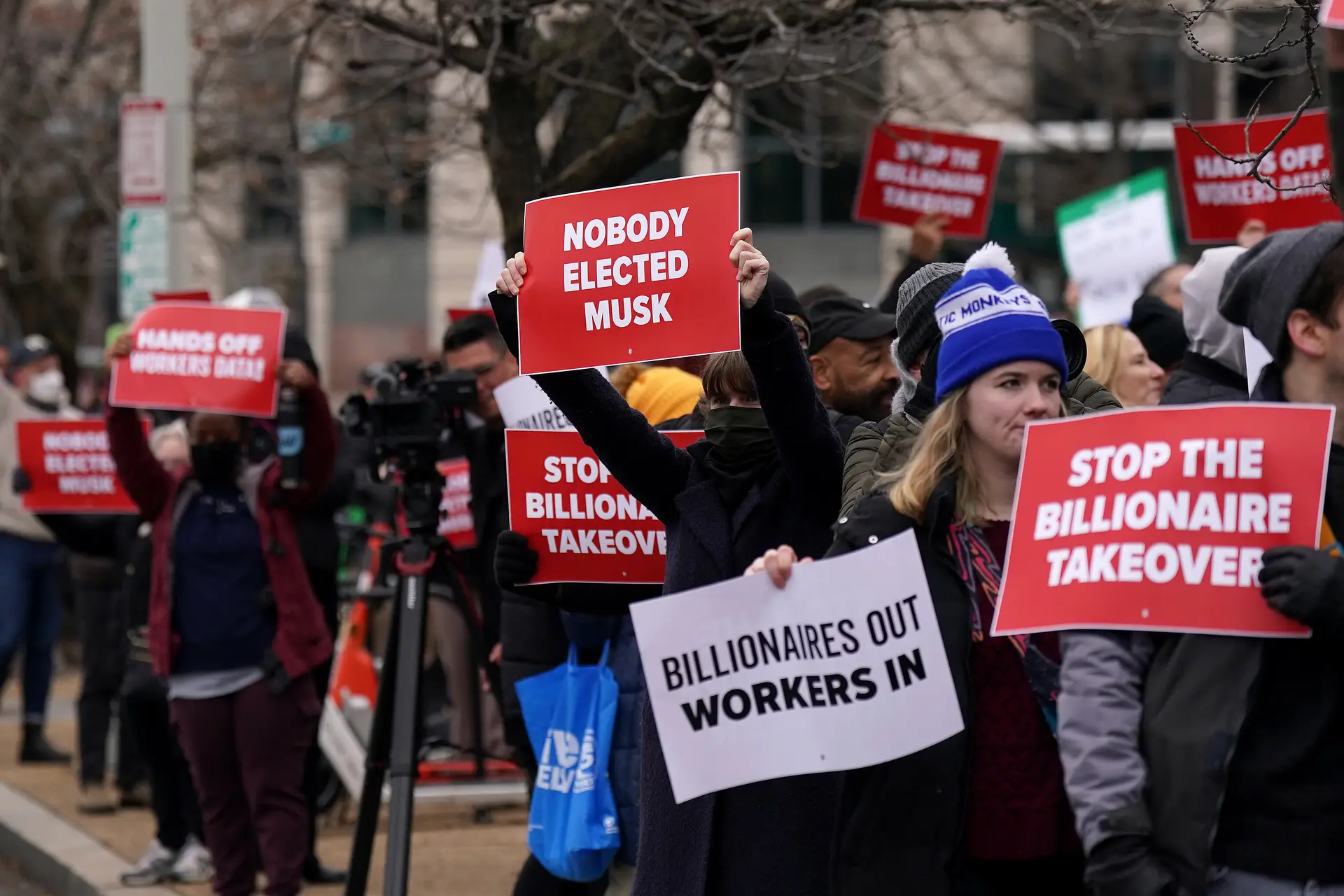Protesto contra o DOGE, em Washington