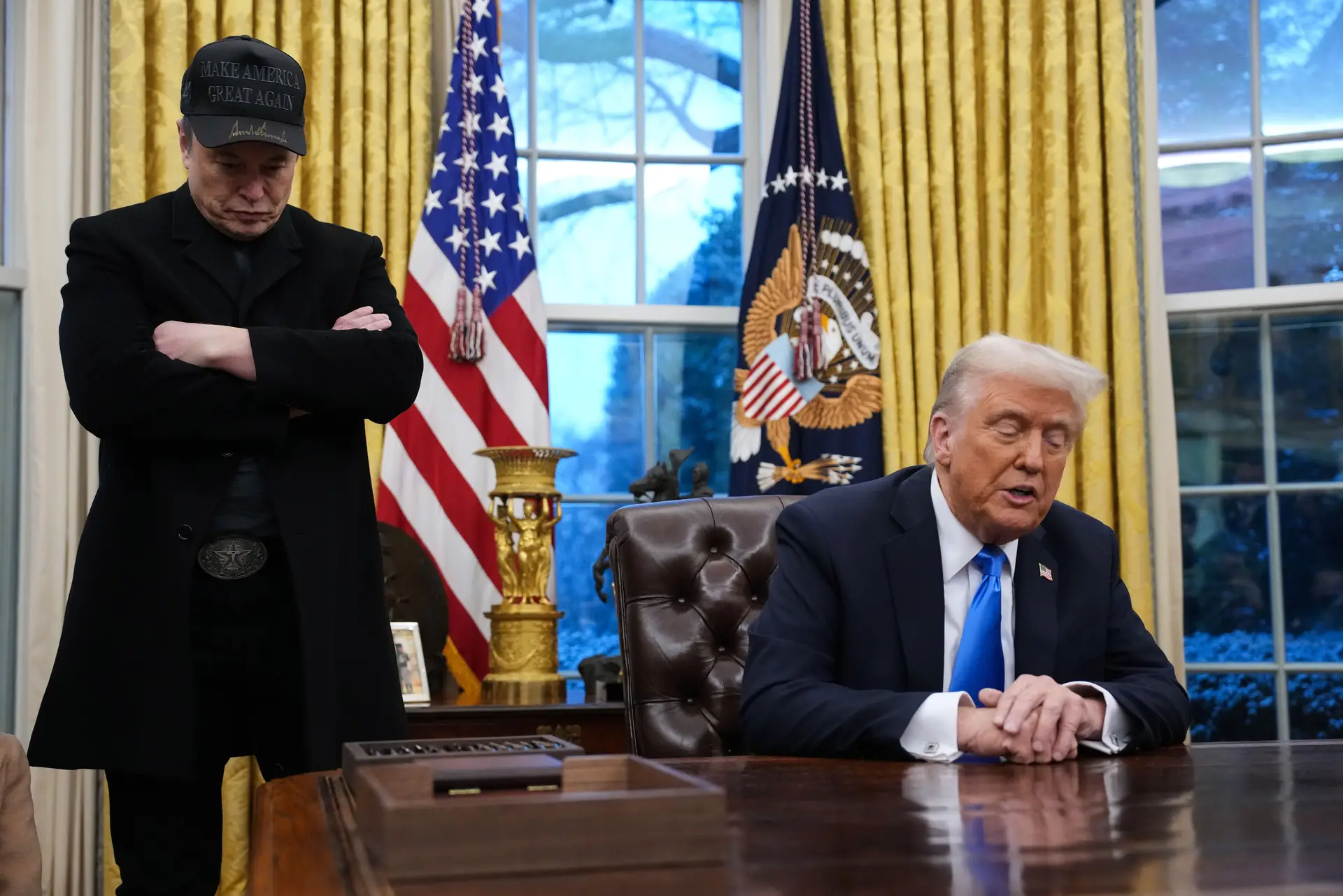 Elon Musk e Donald Trump, na Sala Oval da Casa Branca