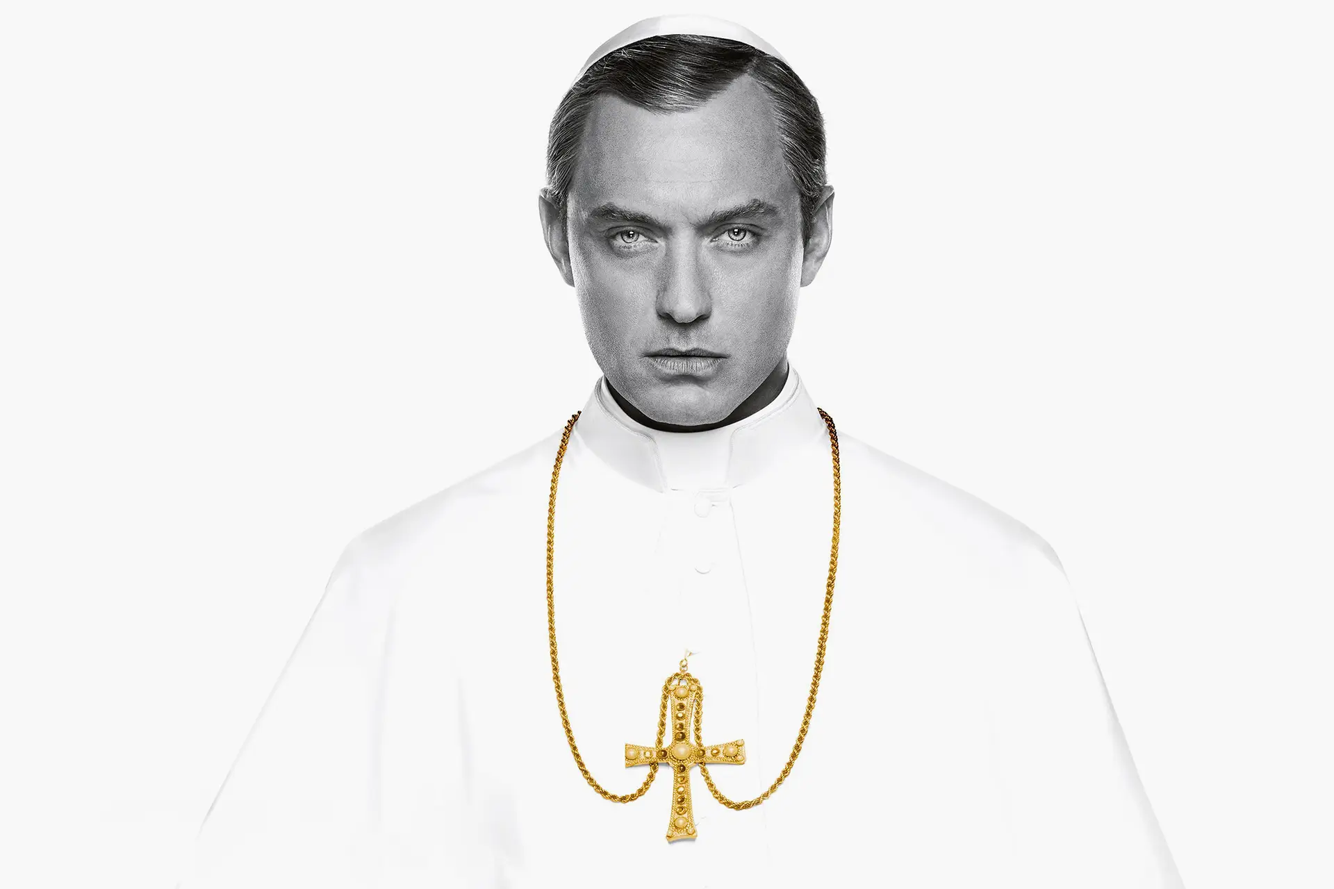 Em 2016, Jude Law foi o Papa (imaginário) Pio XIII na série “The Young Pope”, de Paolo Sorrentino