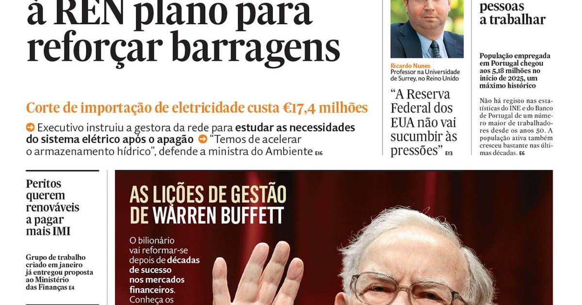 A 1ª página do Expresso Economia