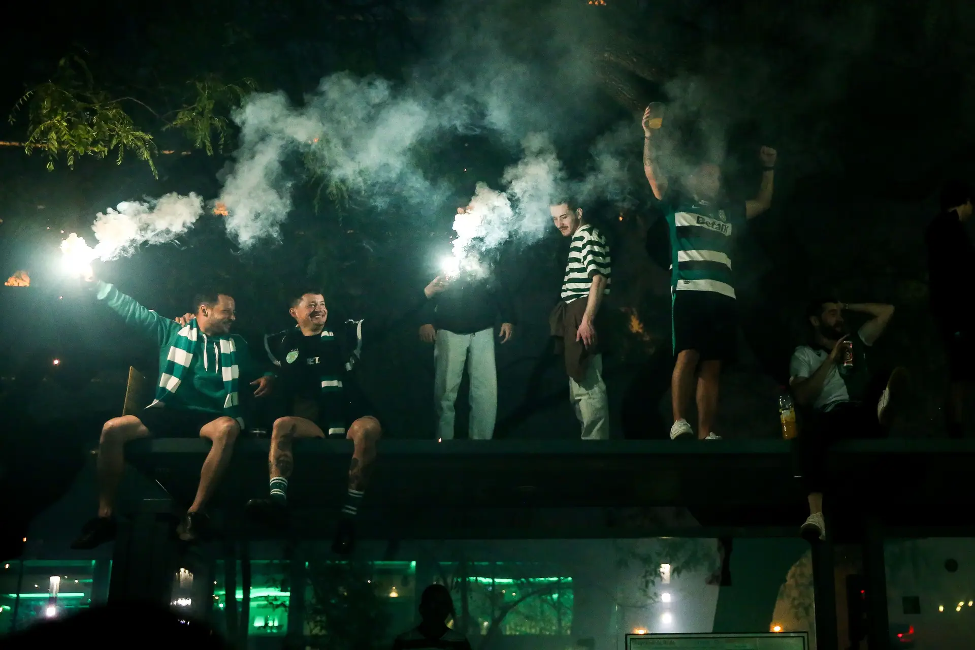 Festejos do campeonato de futebol conquistado pelo Sporting Clube de Portugal. 