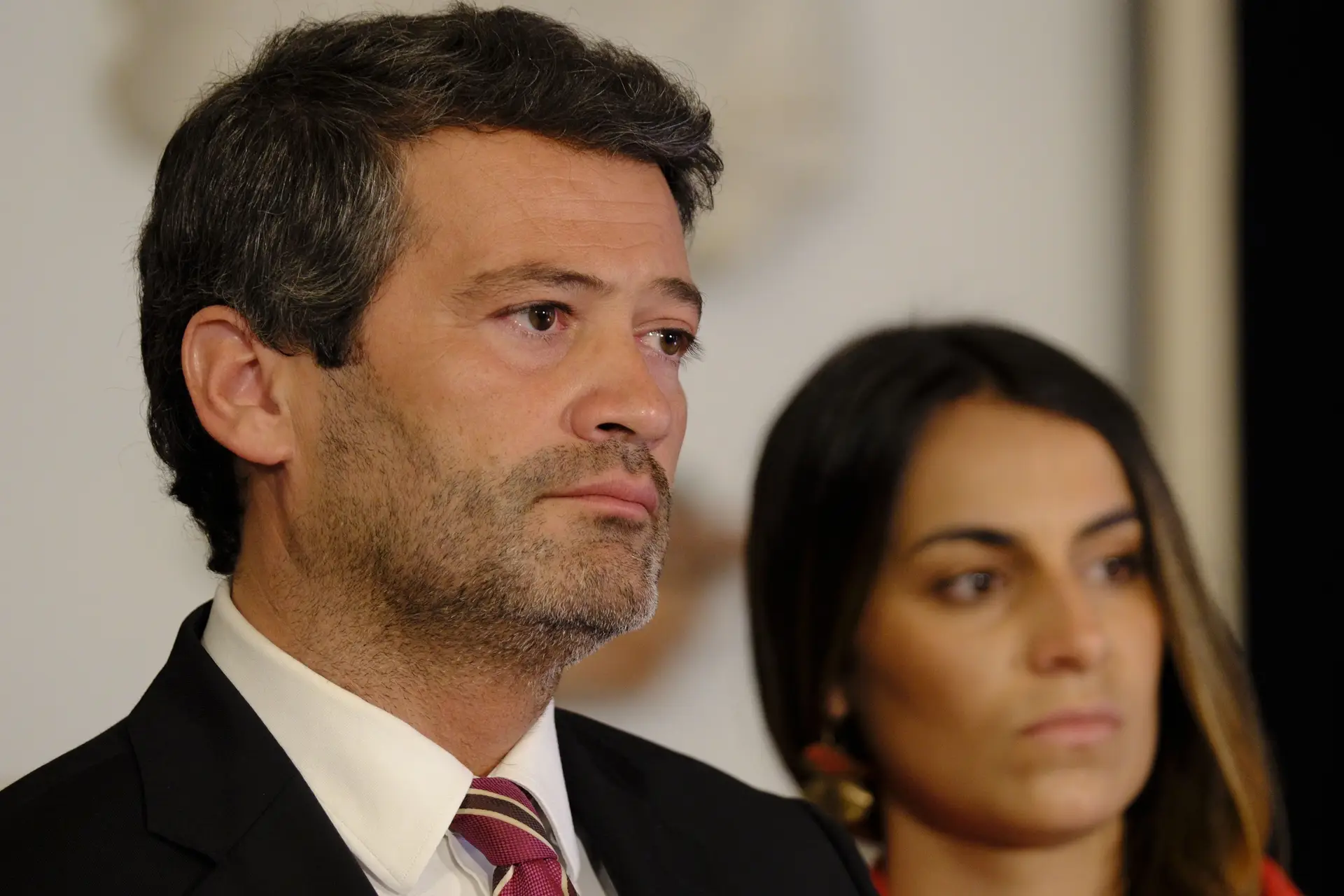 André Ventura após encontro com o PR, em Belém, acompanhado pelos deputados Pacheco de Amorim, Rita Matias e Cristina Rodrigues