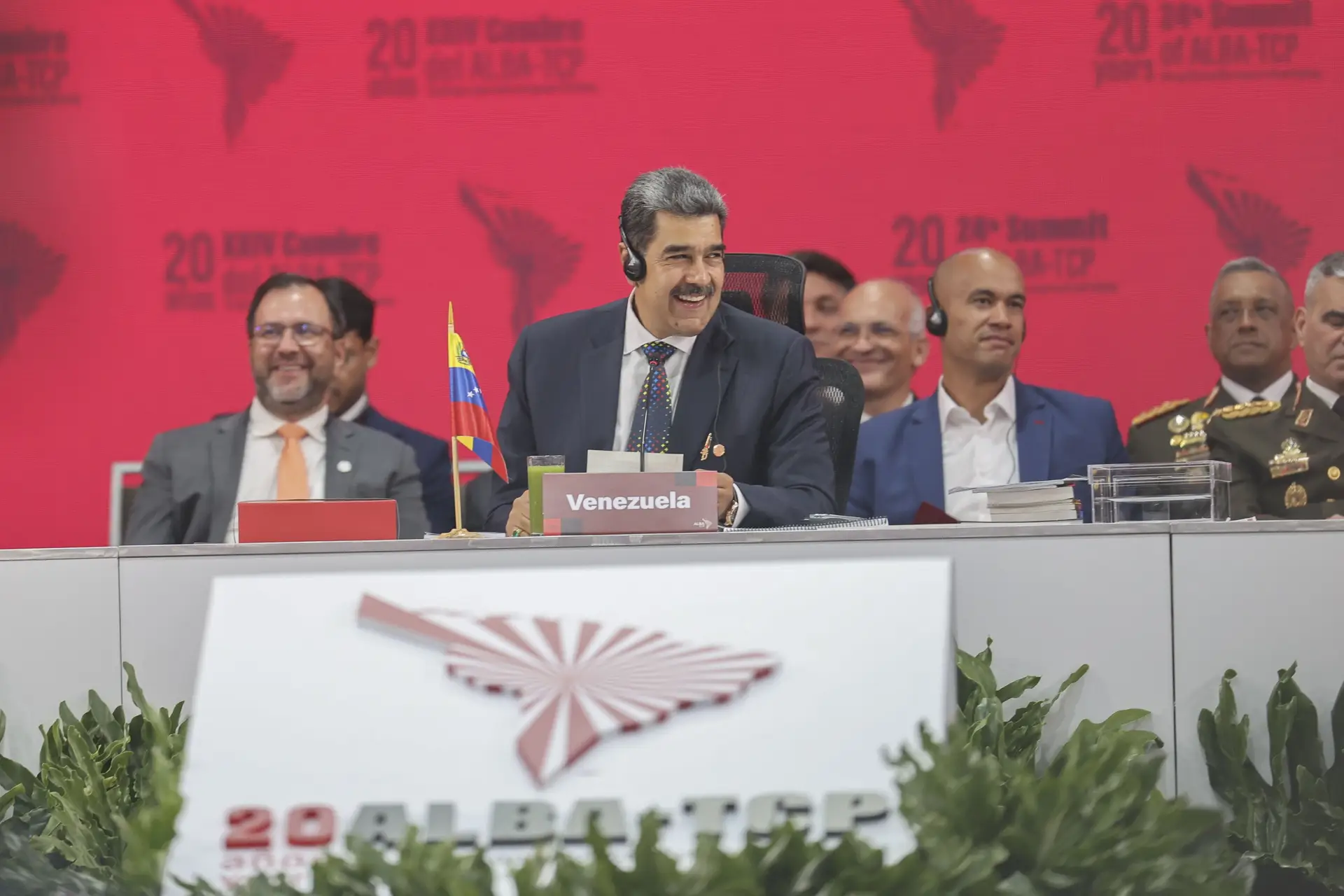 O Presidente da Venezuela, Nicolás Maduro, discursa durante uma reunião de líderes dos Estados-membros da Aliança Bolivariana para os Povos da Nossa América e do Tratado de Comércio e Promoção (ALBA-TCP), em Caracas, Venezuela, em 2024