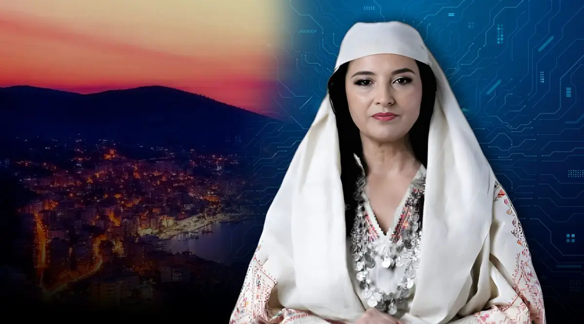 Diella é a primeira ministra alimentada por inteligência artificial. Apresentada pela Albânia, tem um avatar feminino com roupas tradicionais albanesas
