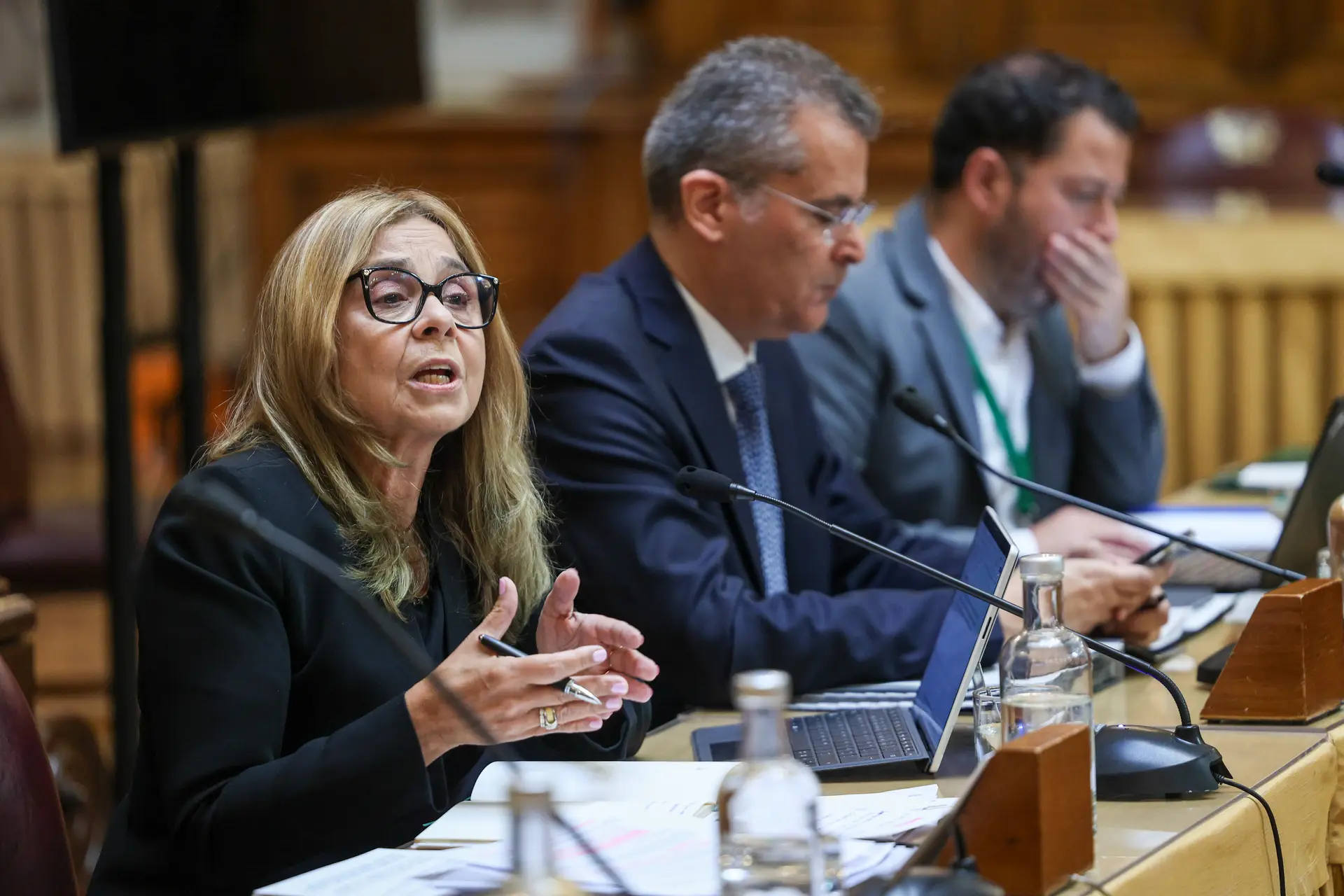 A ministra da Saúde, Ana Paula Martins, em audição na Assembleia da República