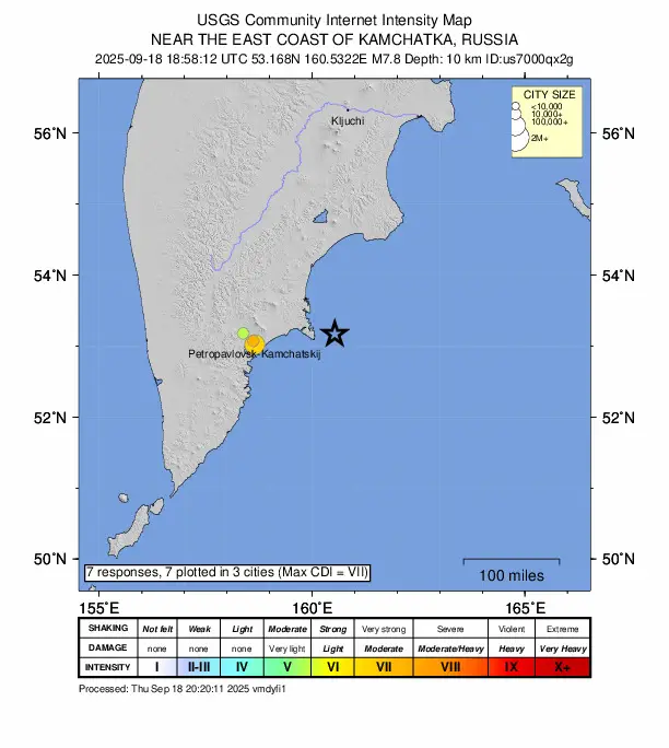 Sismo de magnitude 7,8 atinge a Rússia e dispara alerta de tsunami