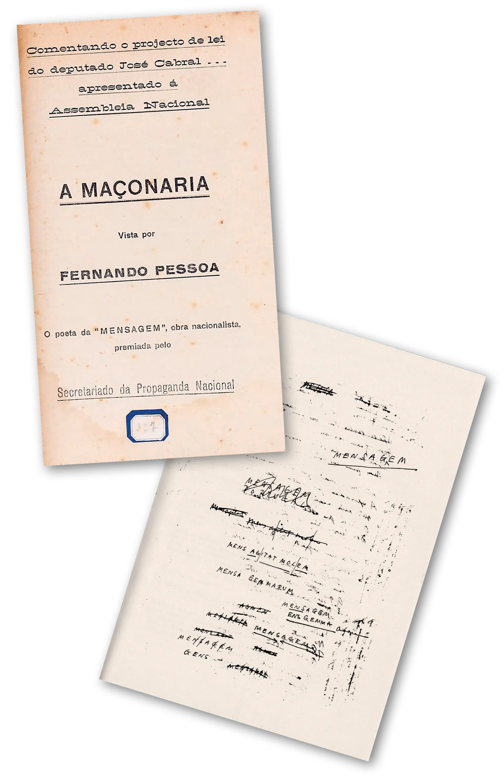 Em 1935, Pessoa escreveu no “Diário de Lisboa”: “Não sou maçon, nem pertenço a qualquer outra Ordem (...). Não sou, porém, antimaçon, pois o que sei do assunto leva-me a ter uma ideia favorável da Ordem Maçónica”.Ao lado, Salazar por Almada Negreiros, na capa do livro “Salazar e a Sua Época”, de Rolão Preto