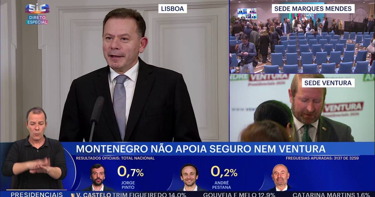 Montenegro não dá apoio a ninguém na segunda volta