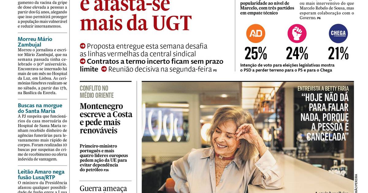 A primeira página do Expresso