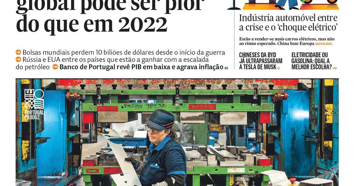 A 1ª página do Expresso Economia