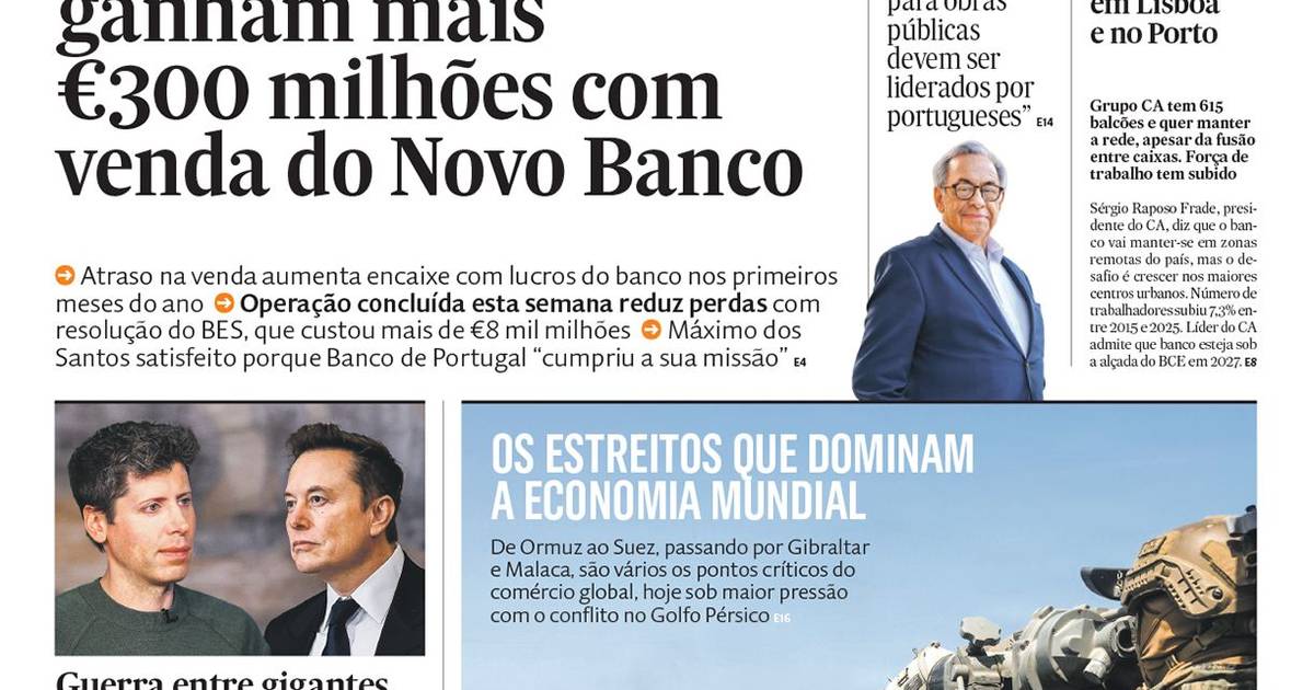 A 1ª página do Expresso Economia