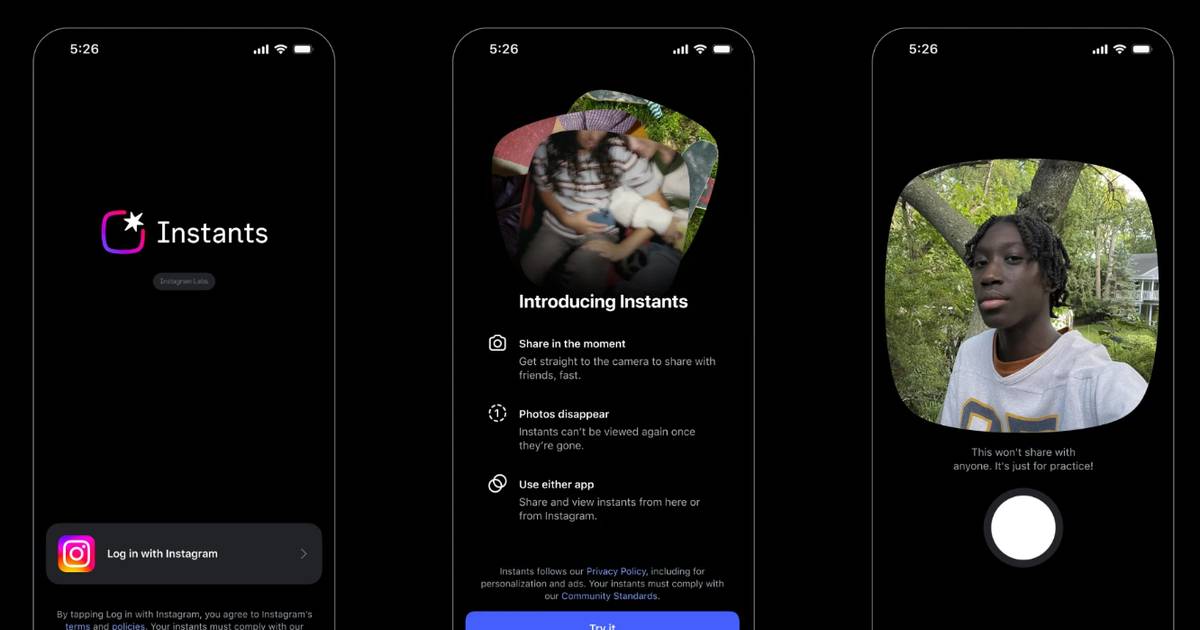 Instagram lançou uma nova aplicação. Chama-se Instants e é uma mistura de BeReal e Snapchat