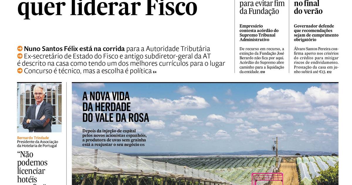 A 1ª página do Expresso Economia