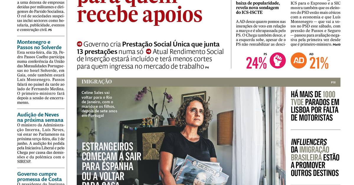 A primeira página do Expresso