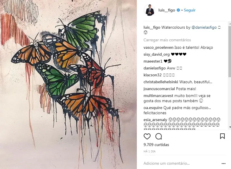 Luís Figo mostra talento da filha Daniela