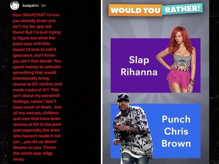 Rihanna pede aos fãs para apagarem o Snapchat