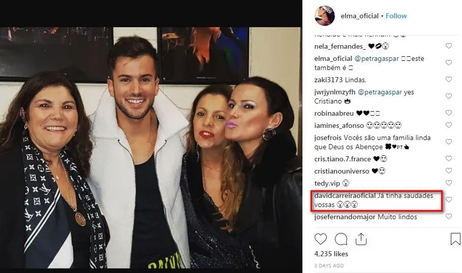 Elma e Dolores Aveiro tiram fotografia com David Carreira: "Querido menino"