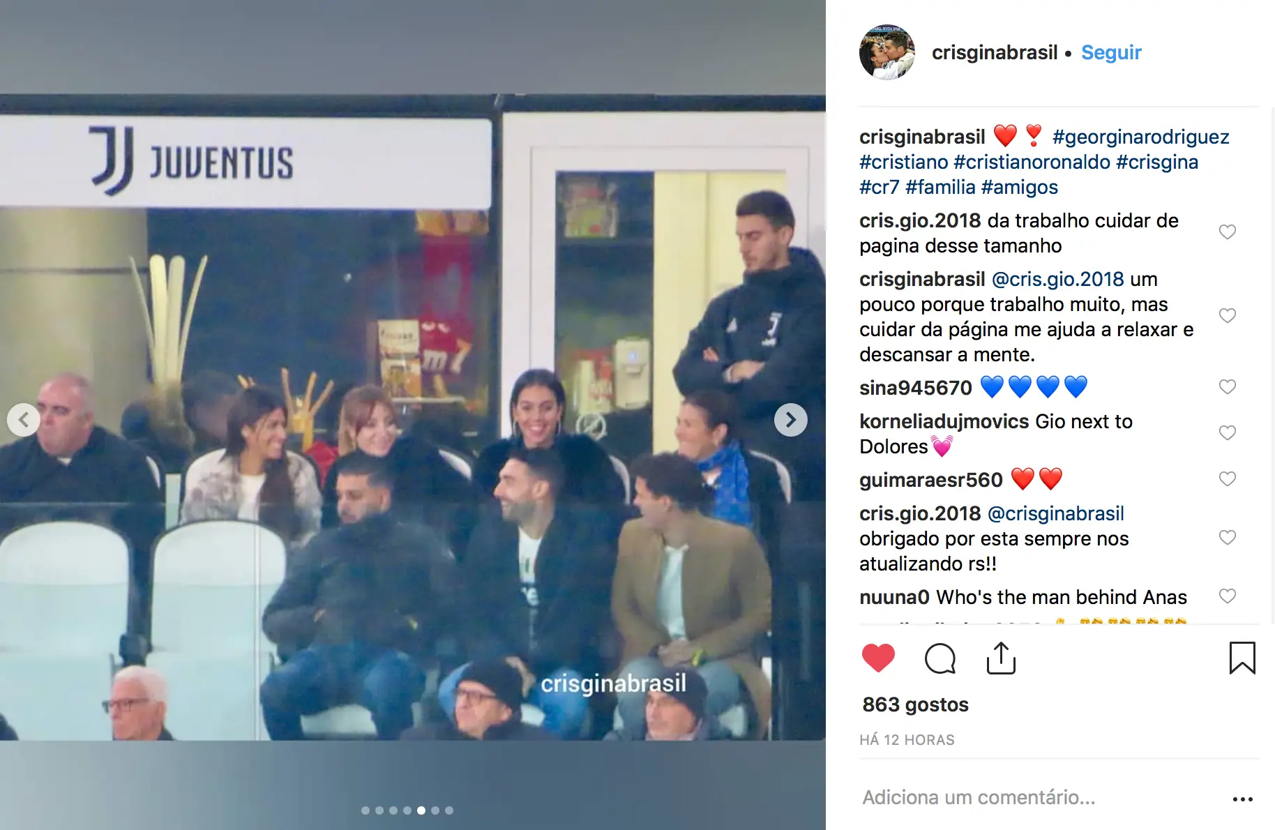 Georgina e Dolores assistem a jogo lado a lado e afastam rumores de zanga entre as duas