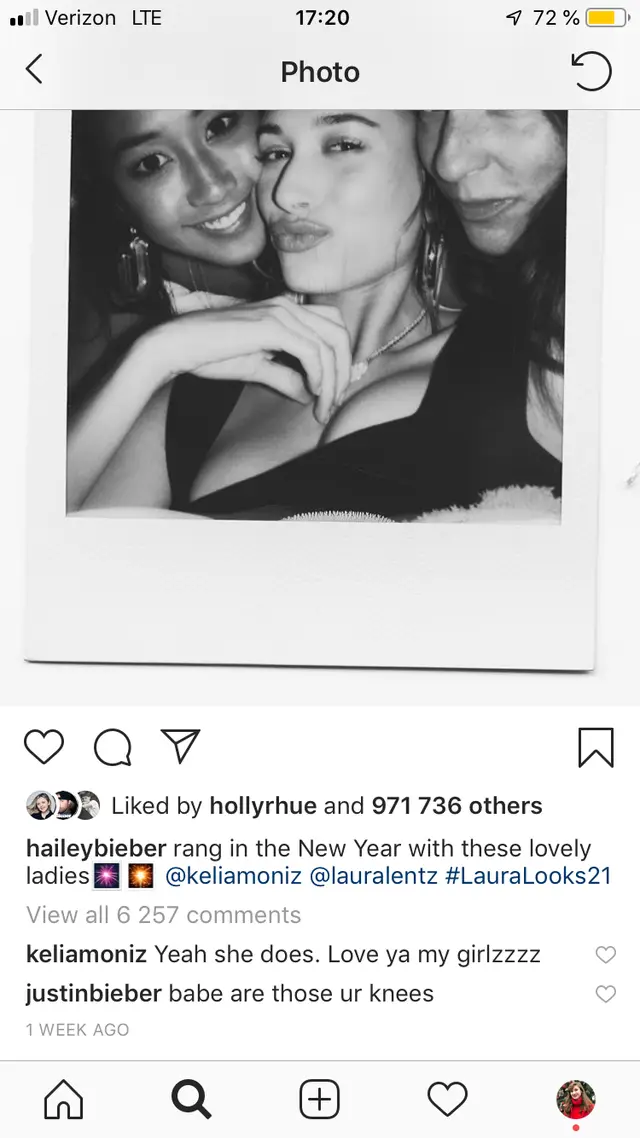 Justin Bieber comenta decote de Hailey Baldwin nas redes sociais