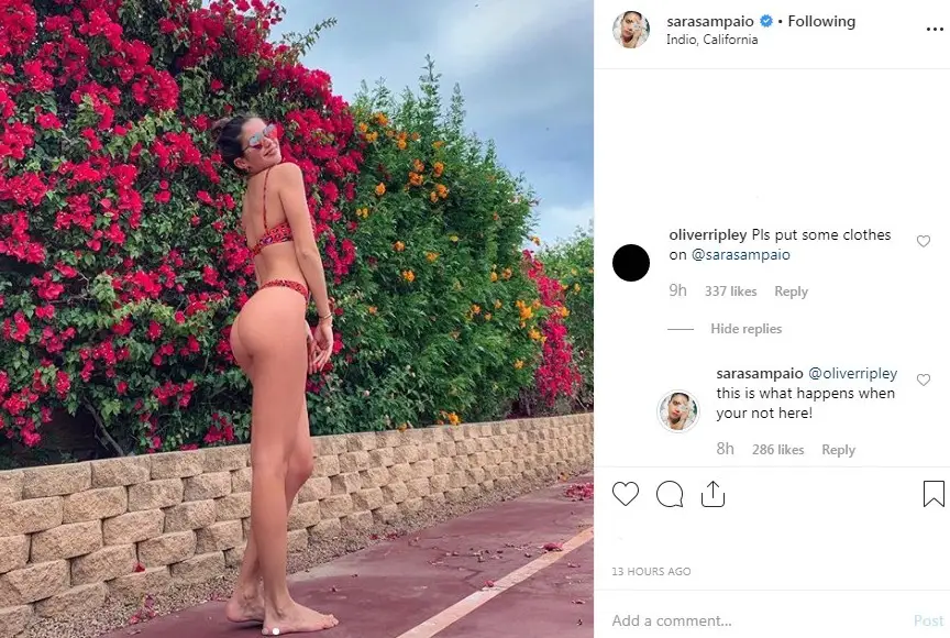 Sara Sampaio posa em biquíni e namorado comenta: "Por favor veste umas roupas!"