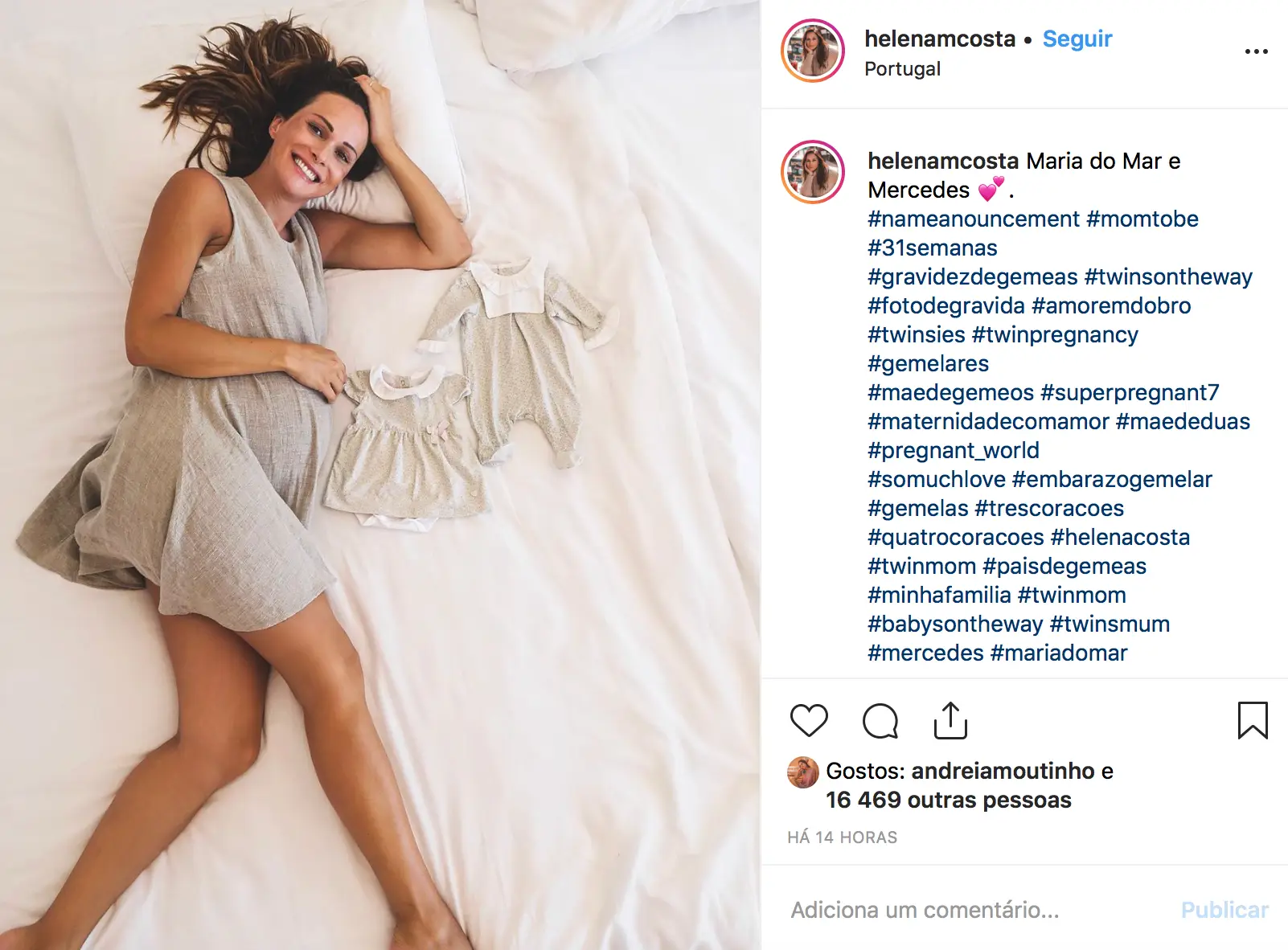 Helena Costa revela nome das filhas