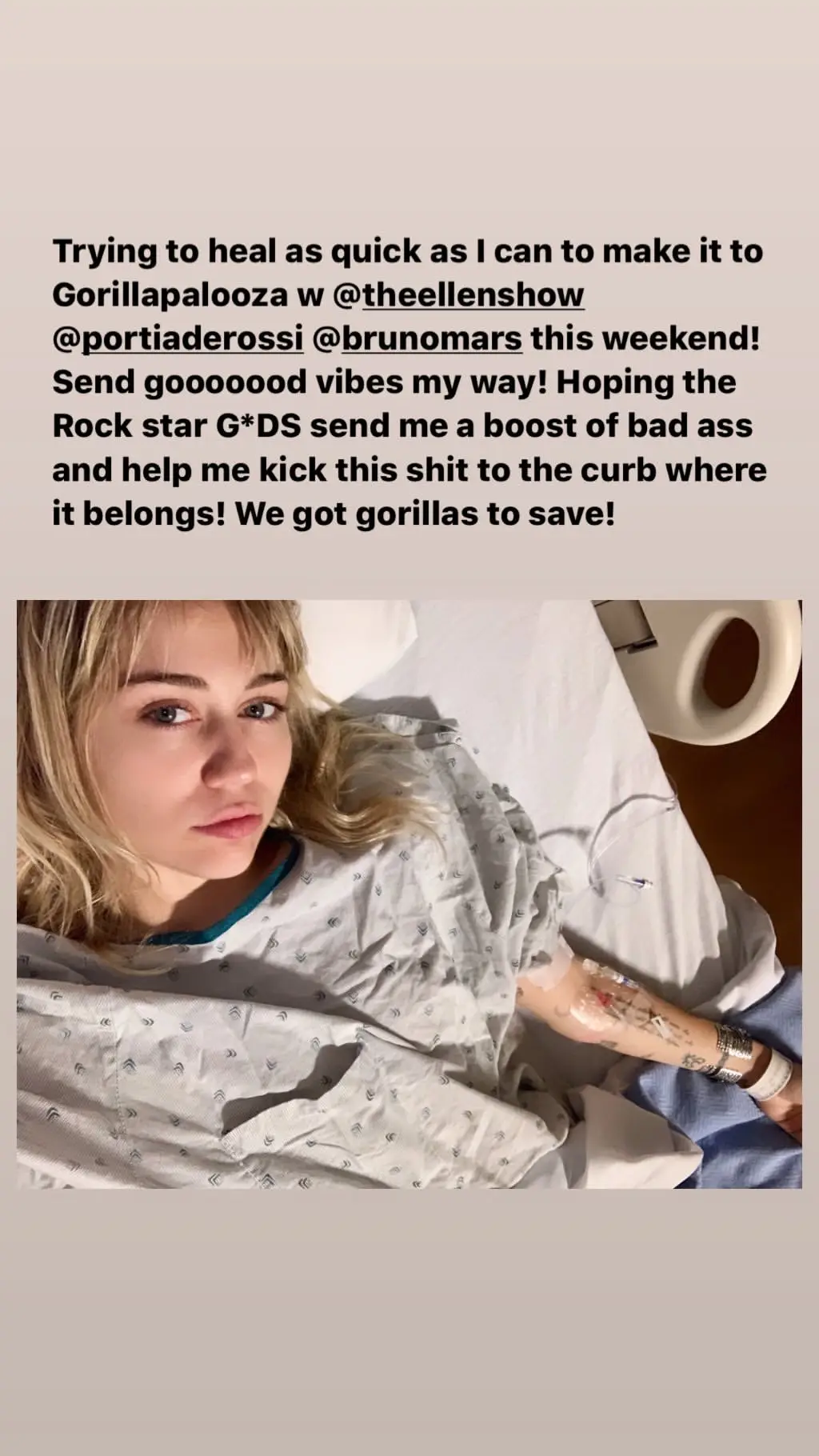 Miley Cyrus foi hospitalizada