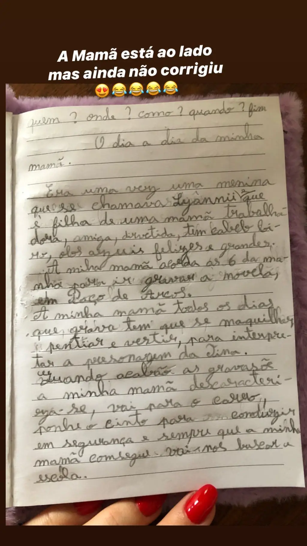 Luciana Abreu comovida com texto da filha Lyannii, de sete anos