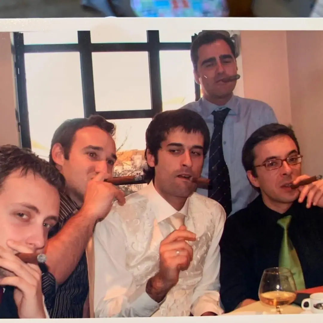 António Raminhos com os amigos no dia do seu casamento