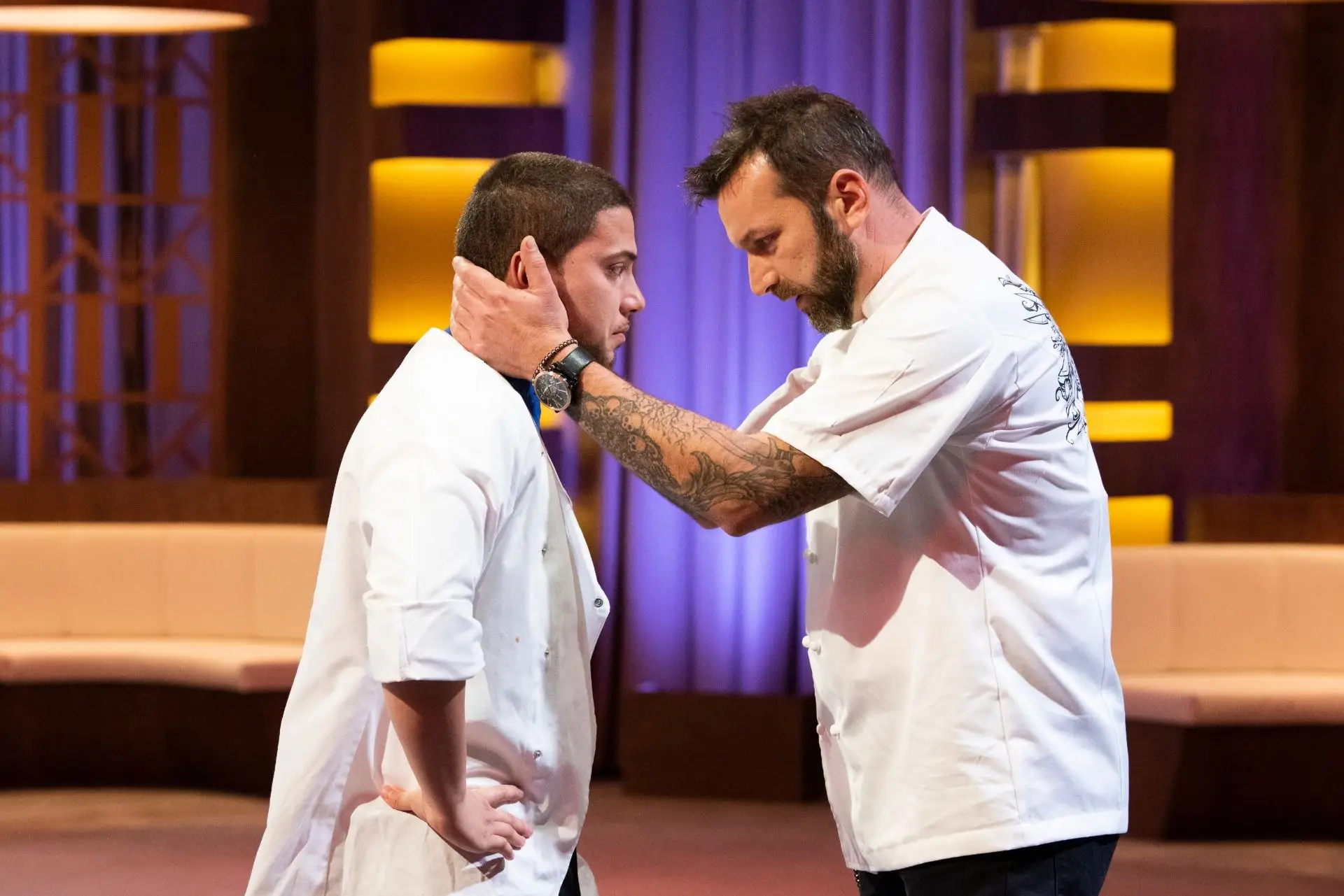 Rafael com o chef Ljubomir Stanisic no 'Hell's Kitchen'