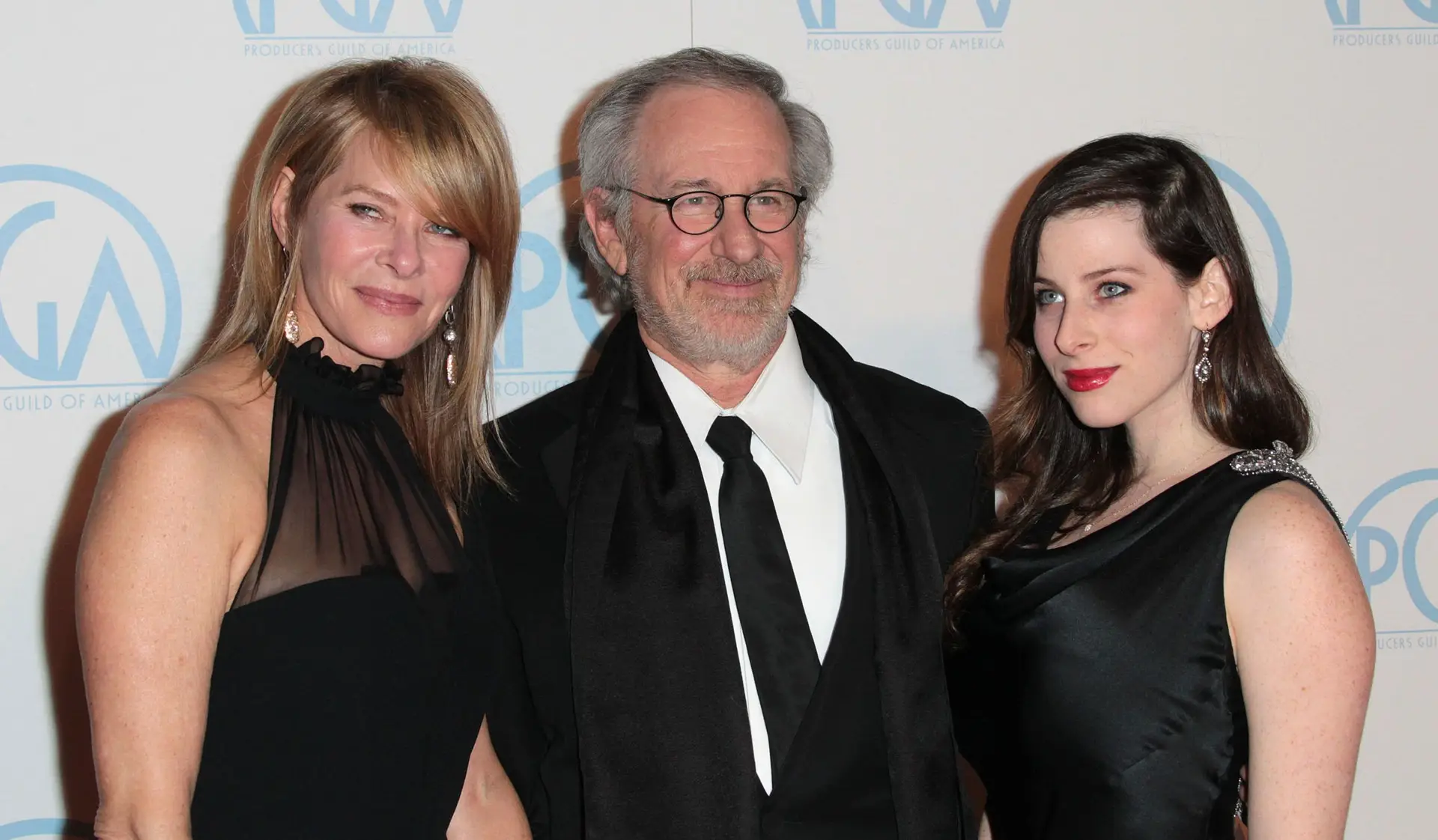 BEVERLY HILLS, CA – JANUARY 21: (L-R) Kate Capshaw, director Steven Spielberg and Sasha Spielberg attend the 23rd Annual Producers Guild Awards at The Beverly Hilton Hotel on January 21, 2012 in Beverly Hills, California. (Photo by Frederick M. Brown/Getty Images)