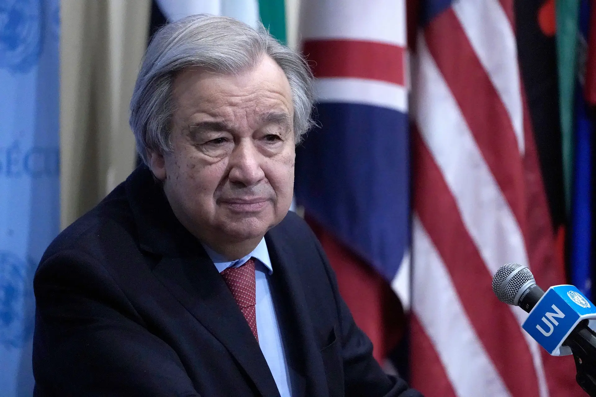 NEW YORK, NEW YORK – MARCH 28: United Nations Secretary-General Antonio Guterres speaks to the media about Ukraine on March 28, 2022 in New York City. Secretary-General Guterres announced that Under-Secretary-General for Humanitarian Affairs and Emergency Relief Coordinator Martin Griffiths will begin to work with eight humanitarian organizations, in separate Ukrainian cities, towards agreements for a ceasefire. (Photo by John Lamparski/Getty Images)