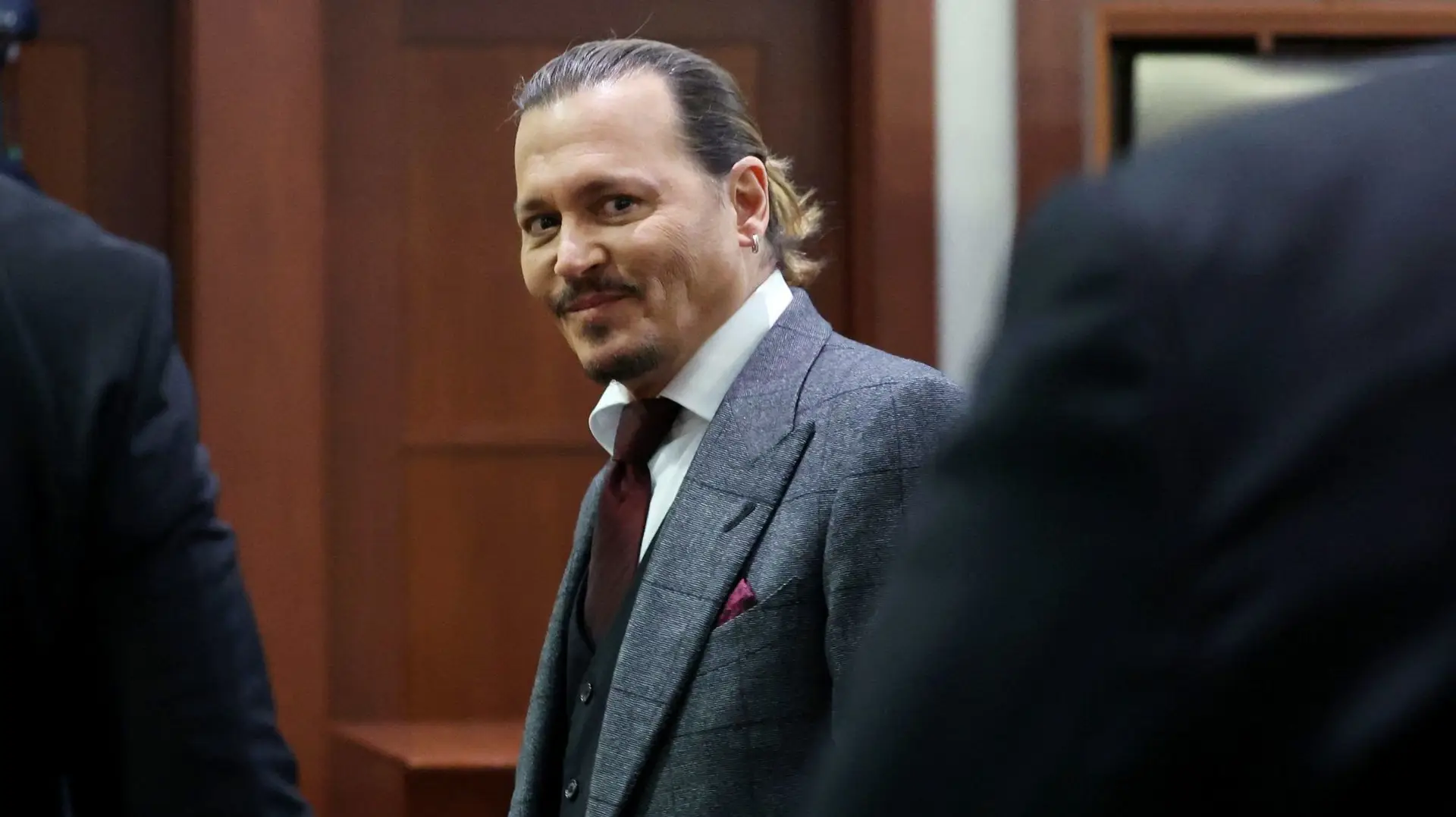 US actor Johnny Depp during the 50 million US dollar Depp vs Heard defamation trial at the Fairfax County Circuit Court in Fairfax, Virginia, on April 28, 2022. – US actor Johnny Depp sued his ex-wife Amber Heard for libel in Fairfax County Circuit Court after she wrote an op-ed piece in The Washington Post in 2018 referring to herself as a “public figure representing domestic abuse.” (Photo by Michael REYNOLDS / POOL / AFP) (Photo by MICHAEL REYNOLDS/POOL/AFP via Getty Images)