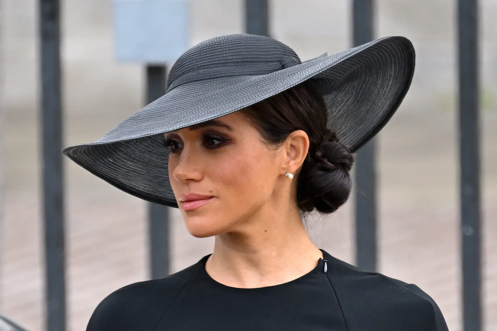 LONDON, ENGLAND – SEPTEMBER 19: Meghan, Duchess of Sussex during the State Funeral of Queen Elizabeth II at Westminster Abbey on September 19, 2022 in London, England. Elizabeth Alexandra Mary Windsor was born in Bruton Street, Mayfair, London on 21 April 1926. She married Prince Philip in 1947 and ascended the throne of the United Kingdom and Commonwealth on 6 February 1952 after the death of her Father, King George VI. Queen Elizabeth II died at Balmoral Castle in Scotland on September 8, 2022, and is succeeded by her eldest son, King Charles III. (Photo by Karwai Tang/WireImage)