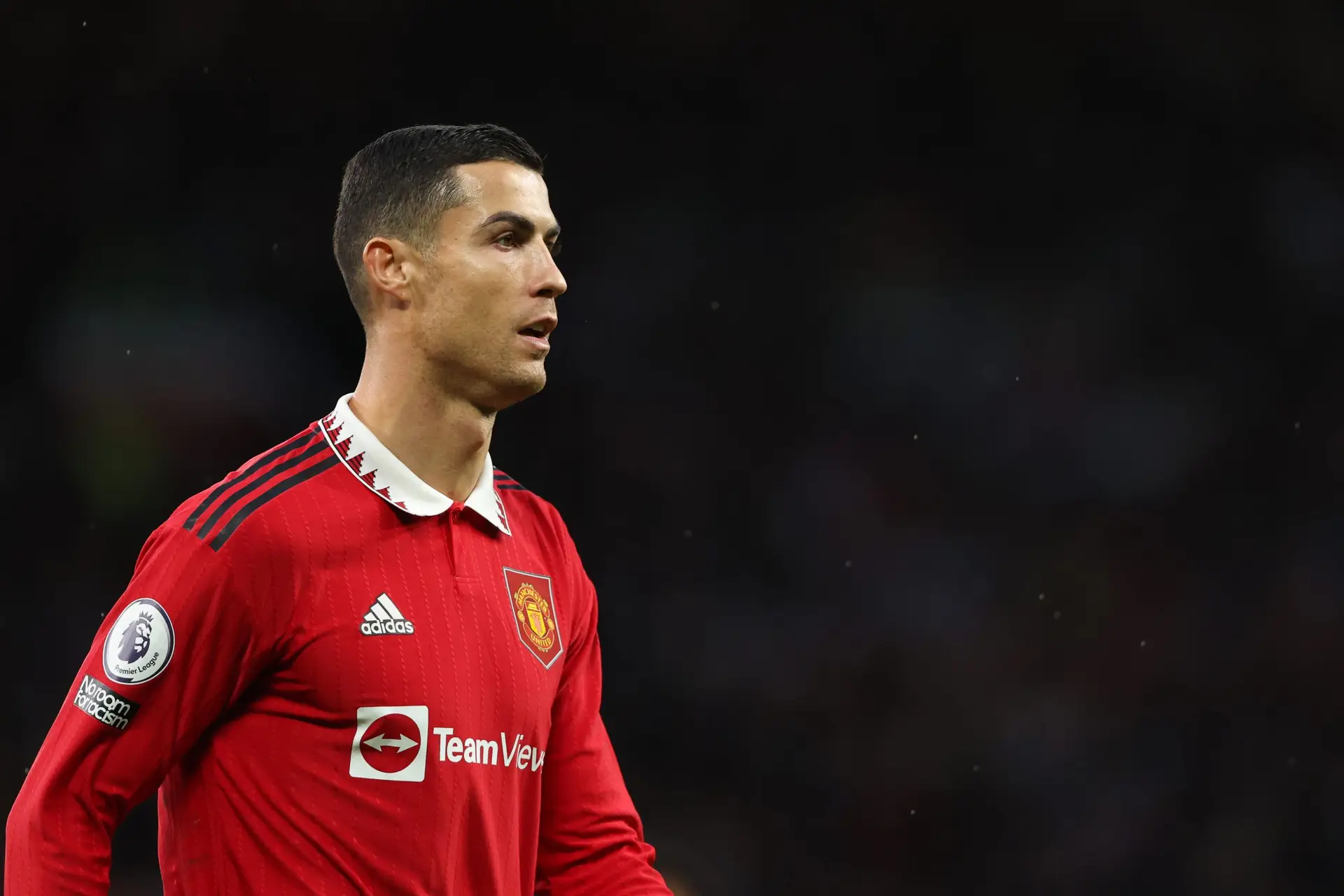 MANCHESTER, ENGLAND – OCTOBER 30: Cristiano Ronaldo of Manchester United during the Premier League game between Manchester United and West Ham United at Old Trafford on October 30, 2022 in Manchester, United Kingdom. (Photo by Matthew Ashton – AMA/Getty Images)