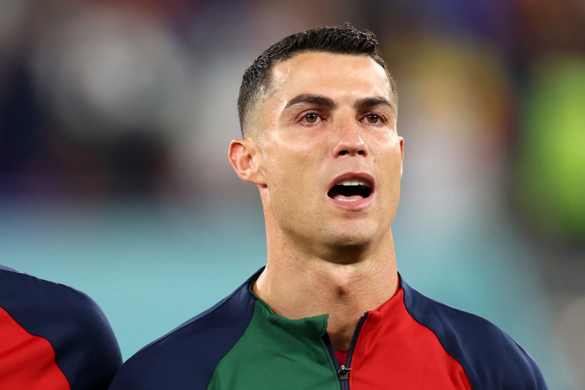 DOHA, QATAR – NOVEMBER 24: Cristiano Ronaldo of Portugal is seen prior to the FIFA World Cup Qatar 2022 Group H match between Portugal and Ghana at Stadium 974 on November 24, 2022 in Doha, Qatar. (Photo by Clive Brunskill/Getty Images)