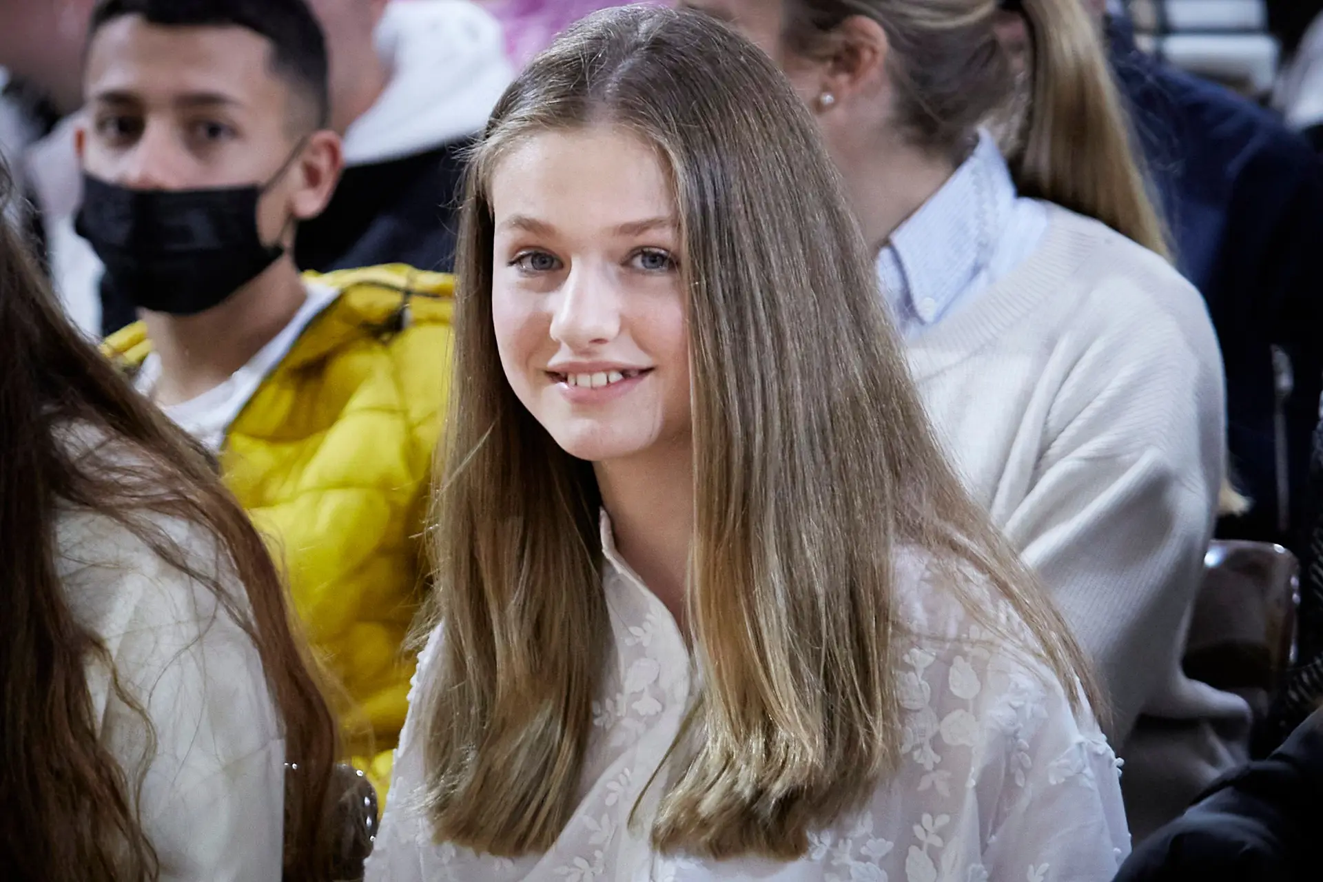MADRID, SPAIN – APRIL 20: Crown Princess Leonor of Spain attends a conference on Youth and Cybersecurity “Enjoy The Internet safely” organized by the National Institute of Cybersecurity (INCIBE) at Julio Verne Highschool on April 20, 2022 in Madrid, Spain. (Photo by Pablo Cuadra/Getty Images)