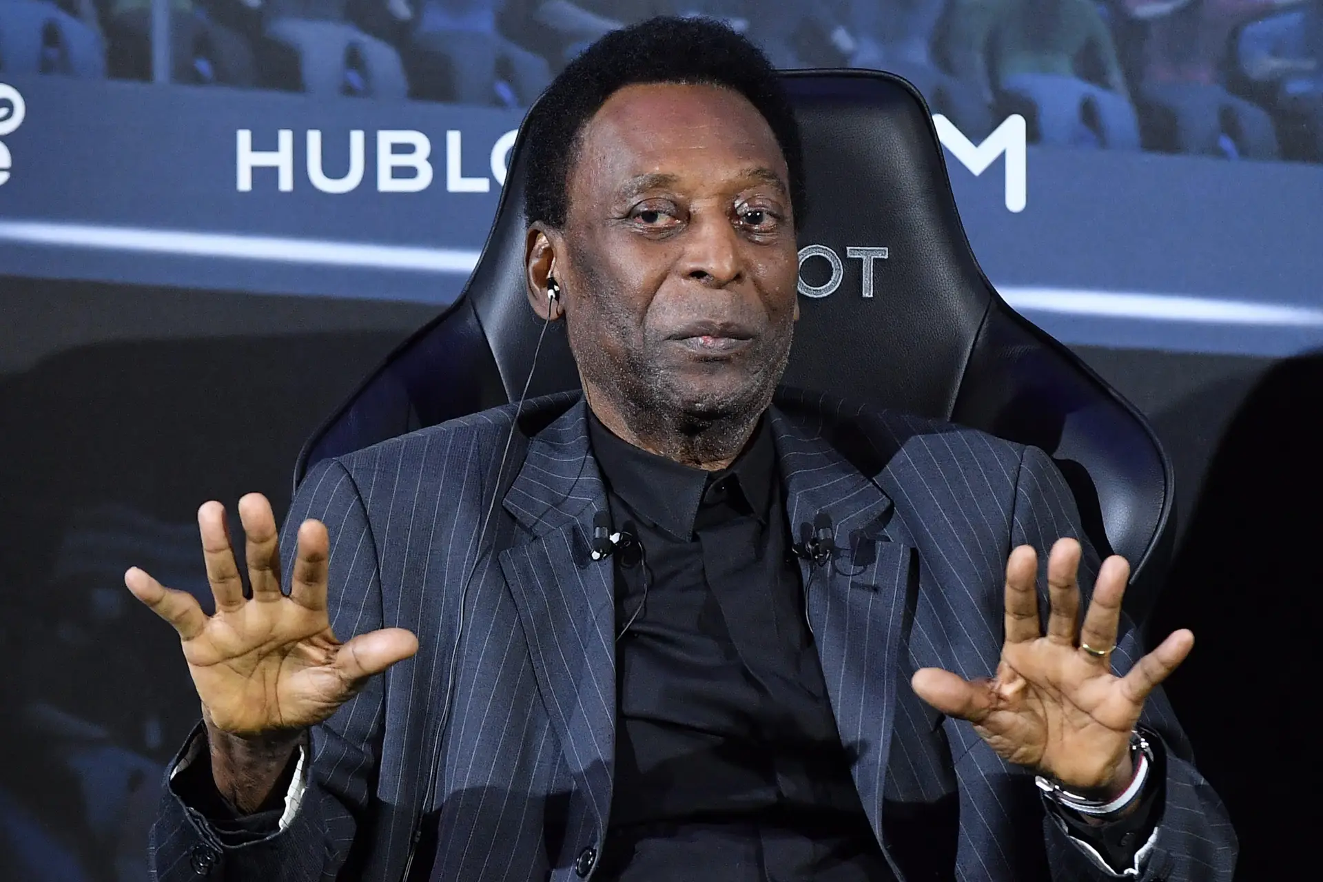 PARIS, FRANCE – APRIL 02: Legendary Brazilian former soccer player Pele attends a press conference at Hotel Lutetia on April 02, 2019 in Paris, France. (Photo by Stephane Cardinale – Corbis/Corbis via Getty Images)