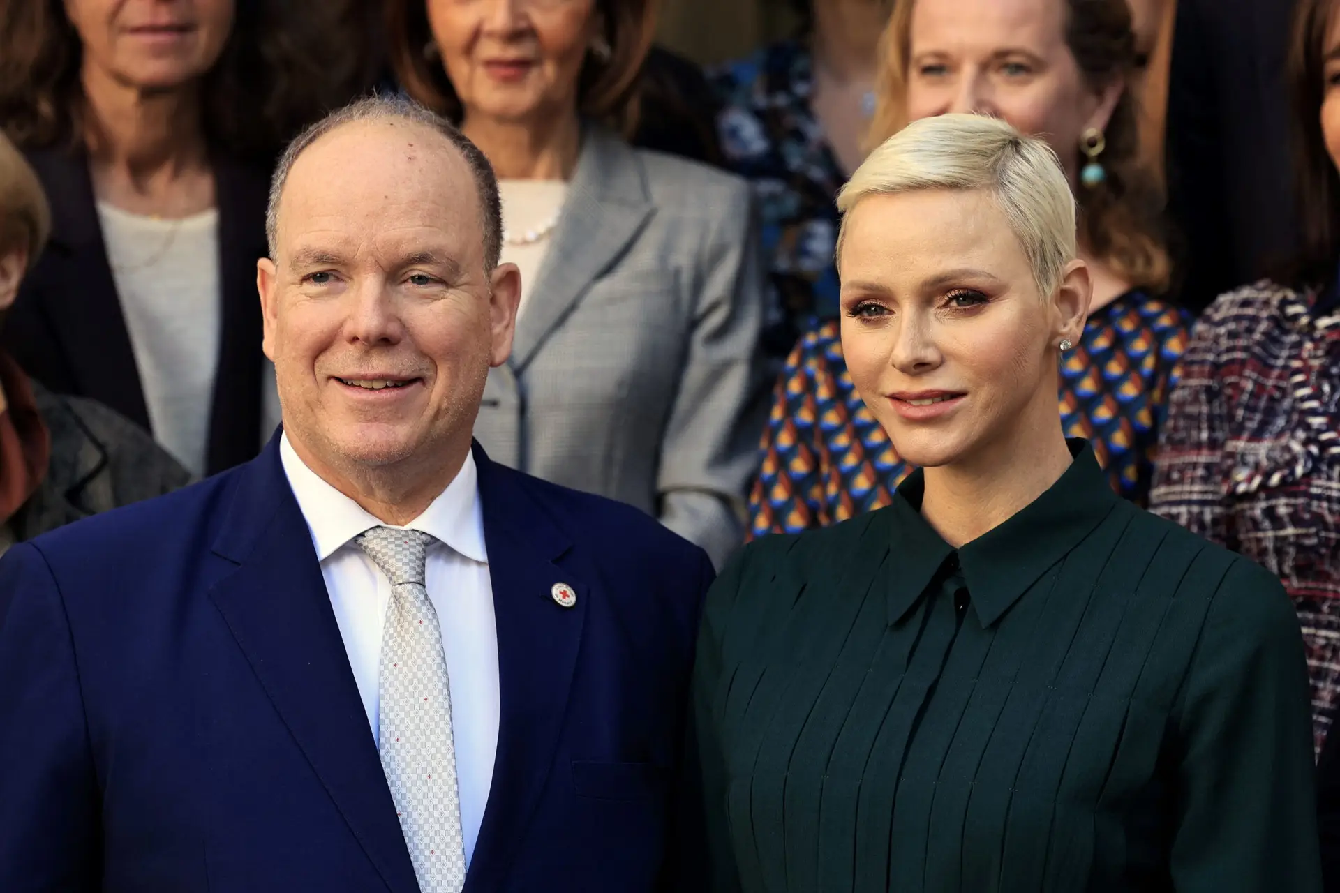 Prince Albert II of Monaco (L) and Princess Charlene of Monaco (R) leave after a charity event at the Red Cross headquarters in Monaco, on November 16, 2022. (Photo by Valery HACHE / POOL / AFP) (Photo by VALERY HACHE/POOL/AFP via Getty Images)
