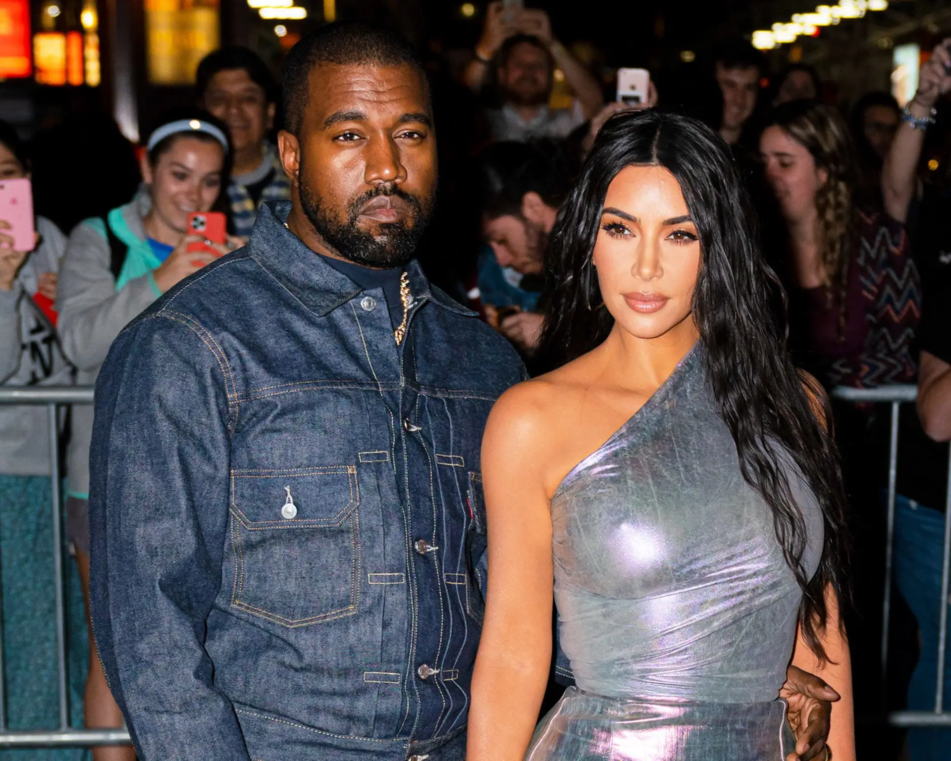 NEW YORK, NEW YORK – OCTOBER 24: Kim Kardashian (R) and Kanye West seen on October 24, 2019 in New York City. (Photo by Gotham/GC Images)