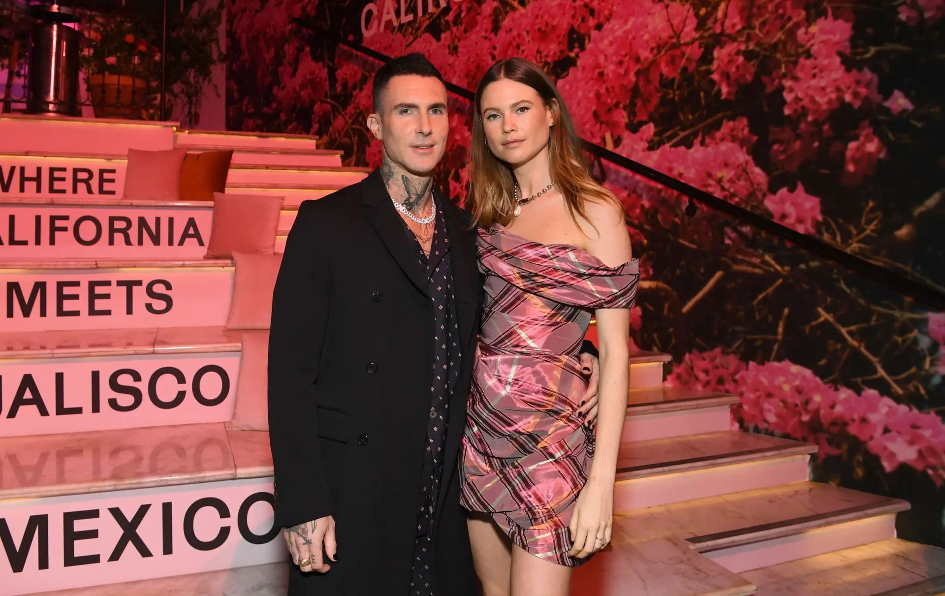 WEST HOLLYWOOD, CALIFORNIA – NOVEMBER 18: Co-founders, Adam Levine and Behati Prinsloo, host CALIROSA Tequila’s launch party at Ysabel in Los Angeles on November 18, 2021 in West Hollywood, California. CALIROSA is poised to redefine the spirits category with its unparalleled craftsmanship, uniquely smooth taste, and the blending of two time-honored beverage making processes – Jalisco’s tequila craftsmanship and California winemaking – resulting in an award-winning line of red-wine barrel aged tequilas. (Photo by Jon Kopaloff/Getty Images for Calirosa)