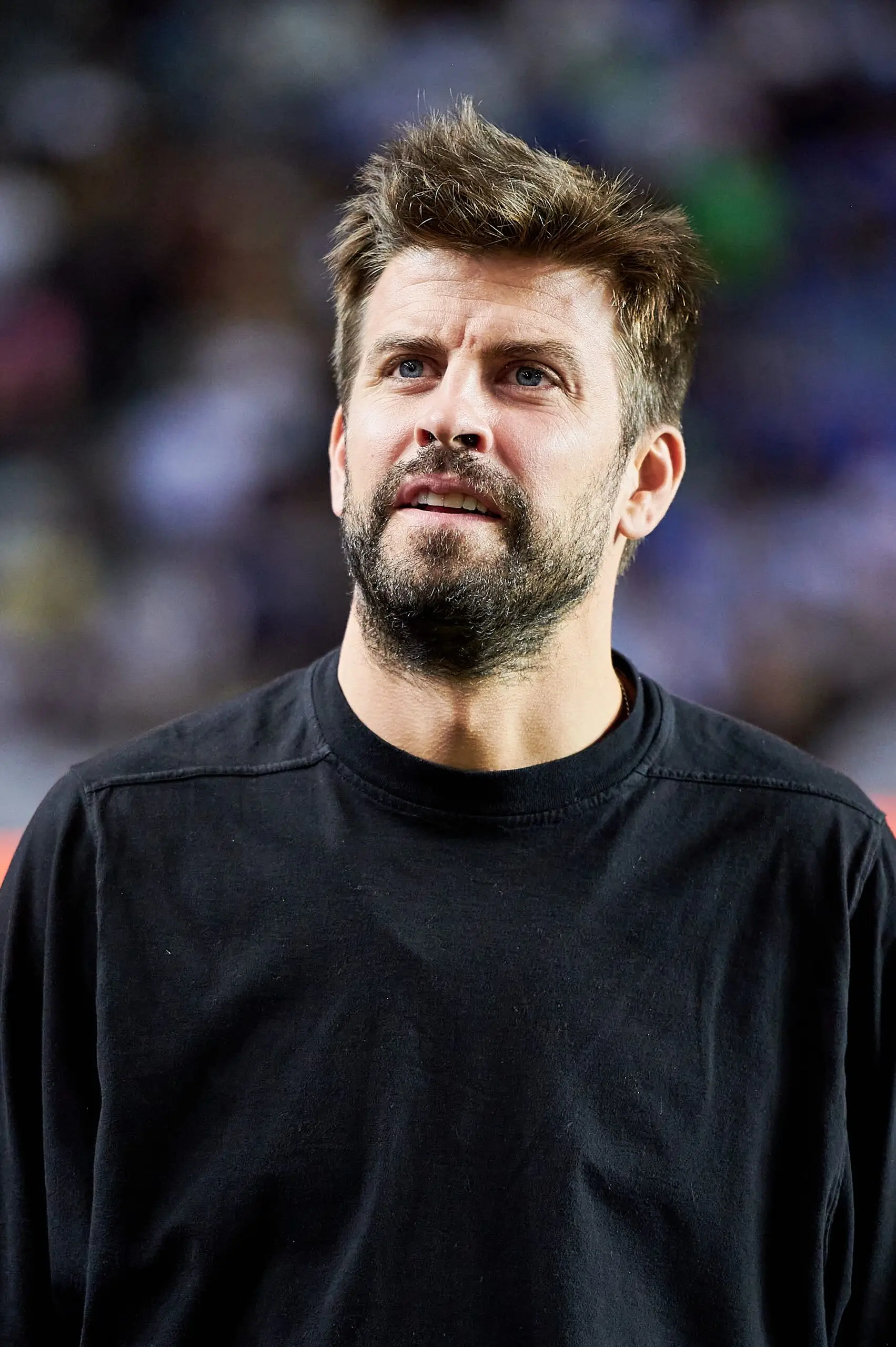 MALAGA, SPAIN – OCTOBER 14: Gerard Pique, president of Kings League looks on during the Kings Cup & Queens Cup Finals at Estadio La Rosaleda on October 14, 2023 in Malaga, Spain. (Photo by Cristian Trujillo/Quality Sport Images/Getty Images)