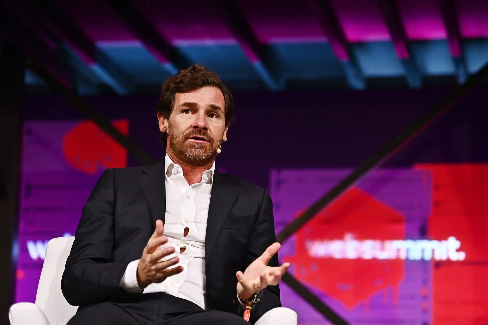Lisbon , Portugal – 2 November 2022; Rising stars: How do you make it to the top? André Villas-Boas, Race for Good on the SportsTrade stage during day one of Web Summit 2022 at the Altice Arena in Lisbon, Portugal. (Photo By Sam Barnes/Sportsfile for Web Summit via Getty Images)