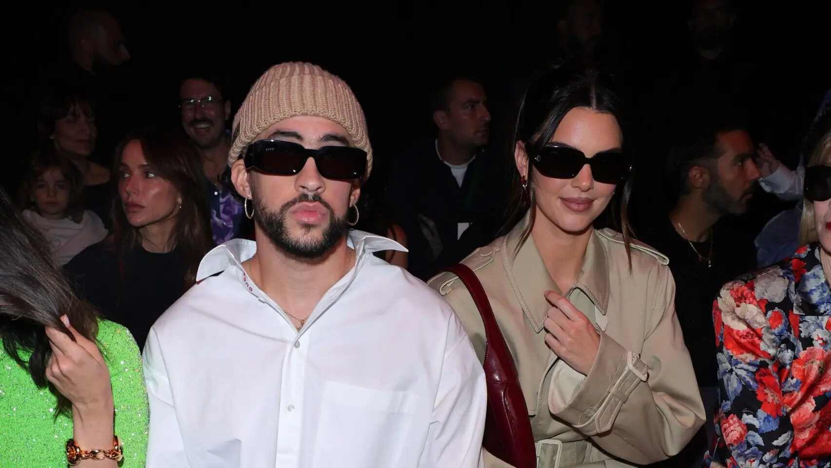 MILAN, ITALY – SEPTEMBER 22: Bad Bunny and Kendall Jenner are seen at Gucci Ancora during Milan Fashion Week on September 22, 2023 in Milan, Italy. (Photo by Jacopo M. Raule/Getty Images for Gucci)